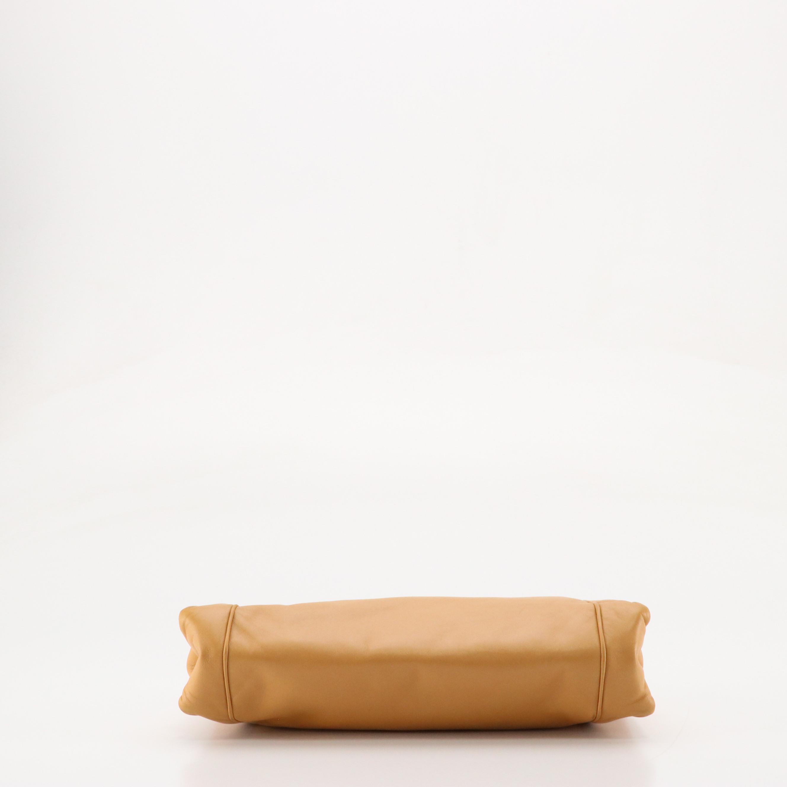 Loewe Embossed Anagram Shoulder Bag in Tan Lambskin Leather