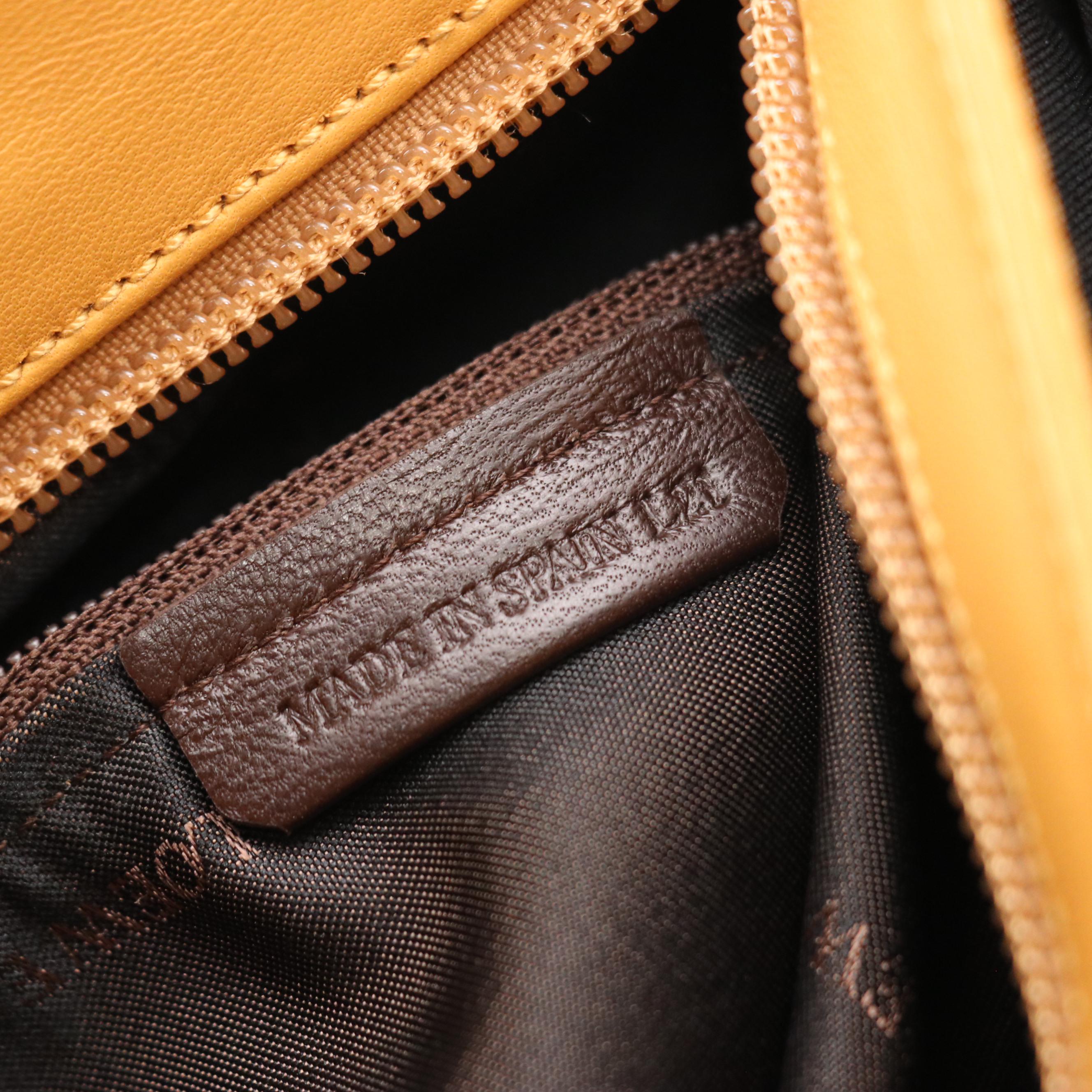 Loewe Embossed Anagram Shoulder Bag in Tan Lambskin Leather