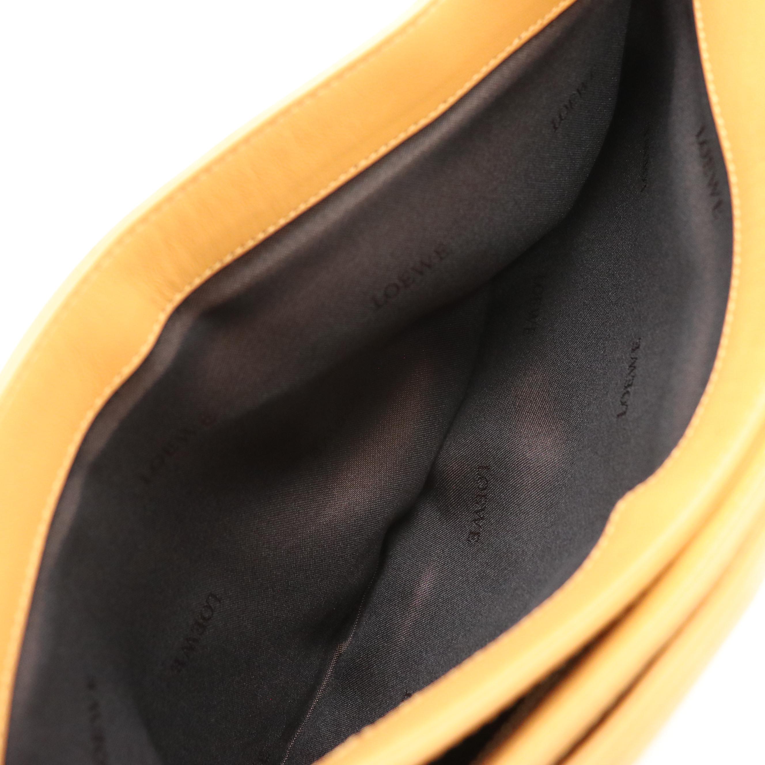 Loewe Embossed Anagram Shoulder Bag in Tan Lambskin Leather