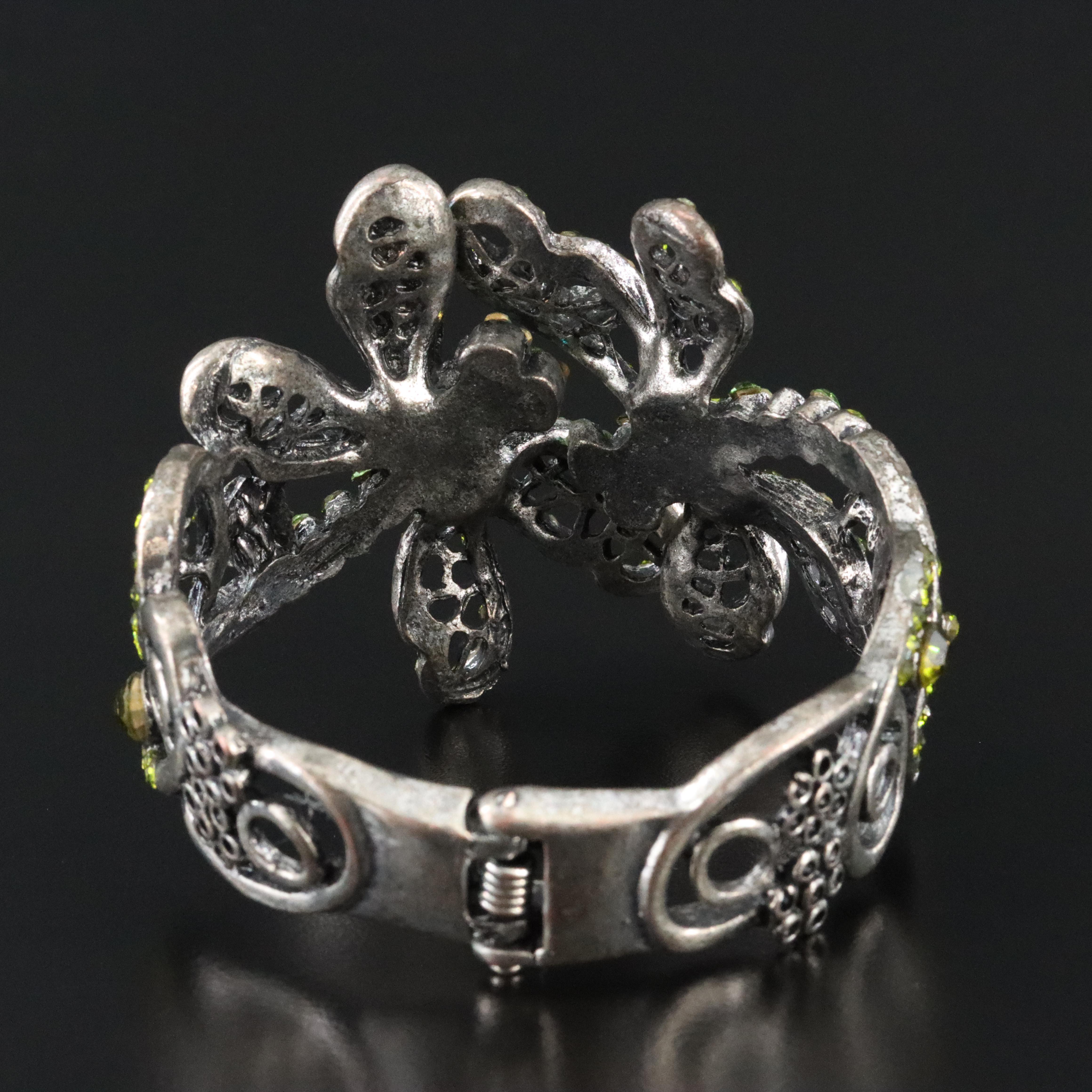 Sterling Rhinestone Dragonfly Hinged Cuff