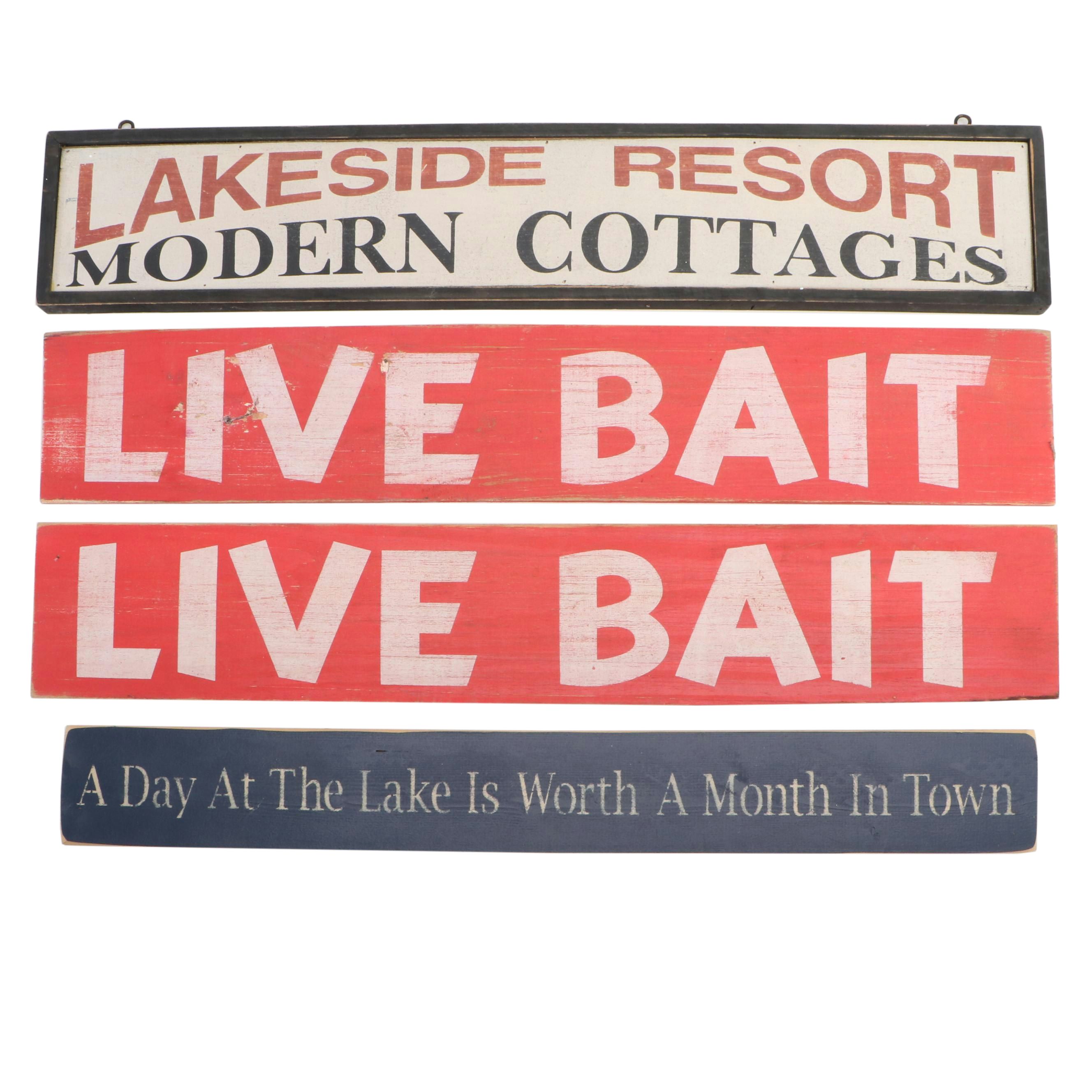 Live Bait and Other Wooden Signs