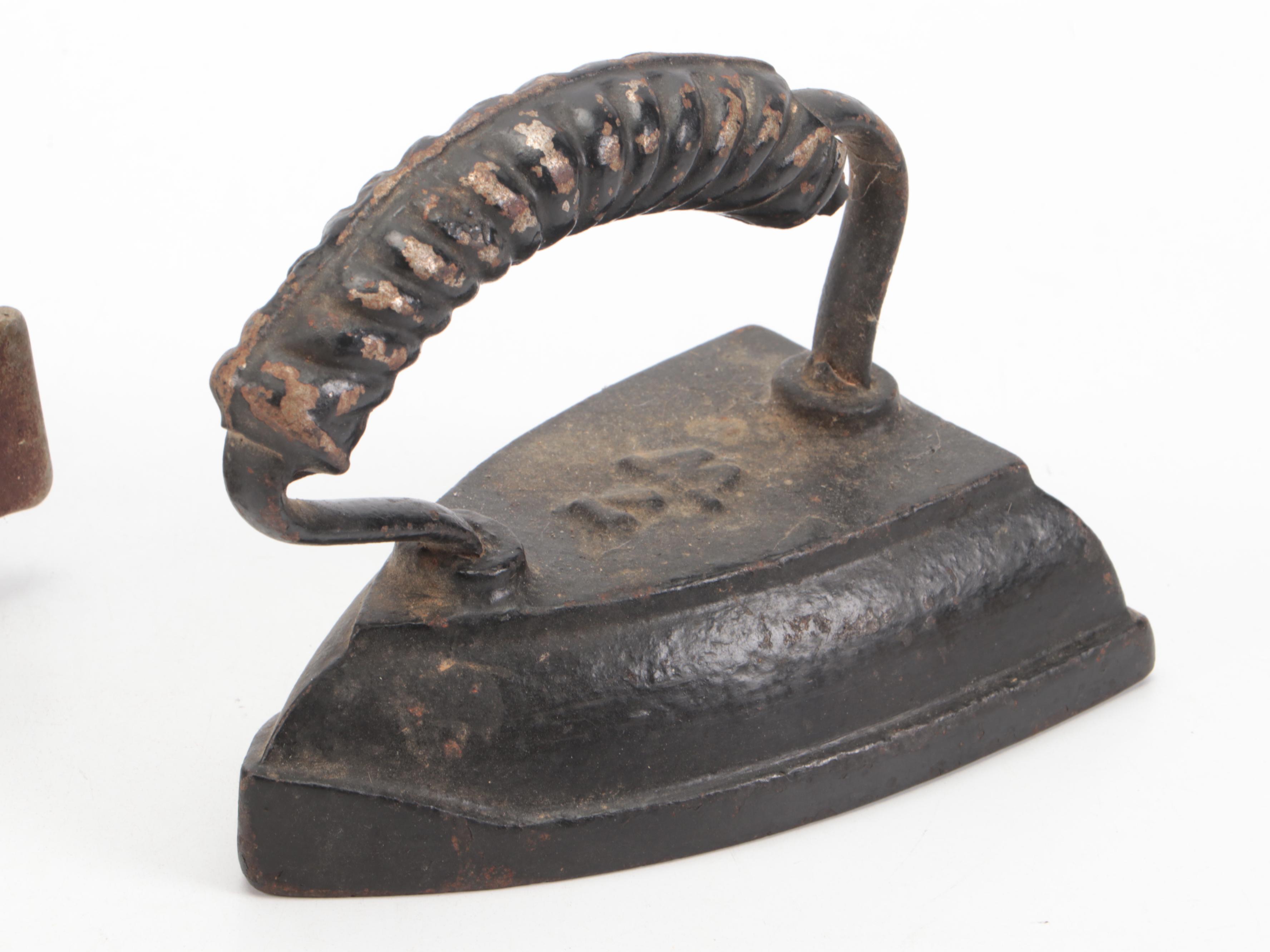 Boston & Lockport Single Block Co. Pulley with Cast Iron Sad Irons