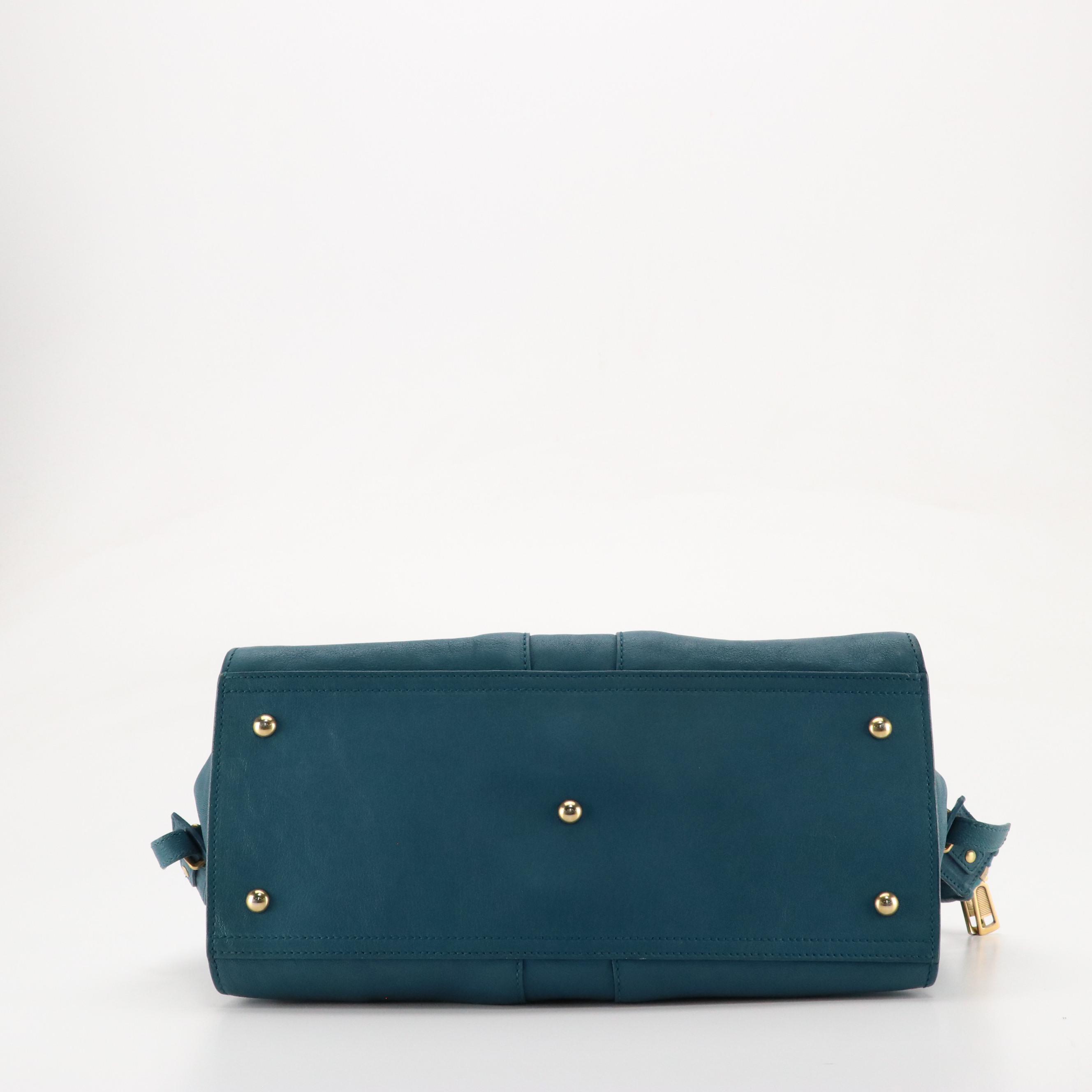 Yves Saint Laurent Classic Cabas Y Bag in Ocean Blue Calfskin Leather