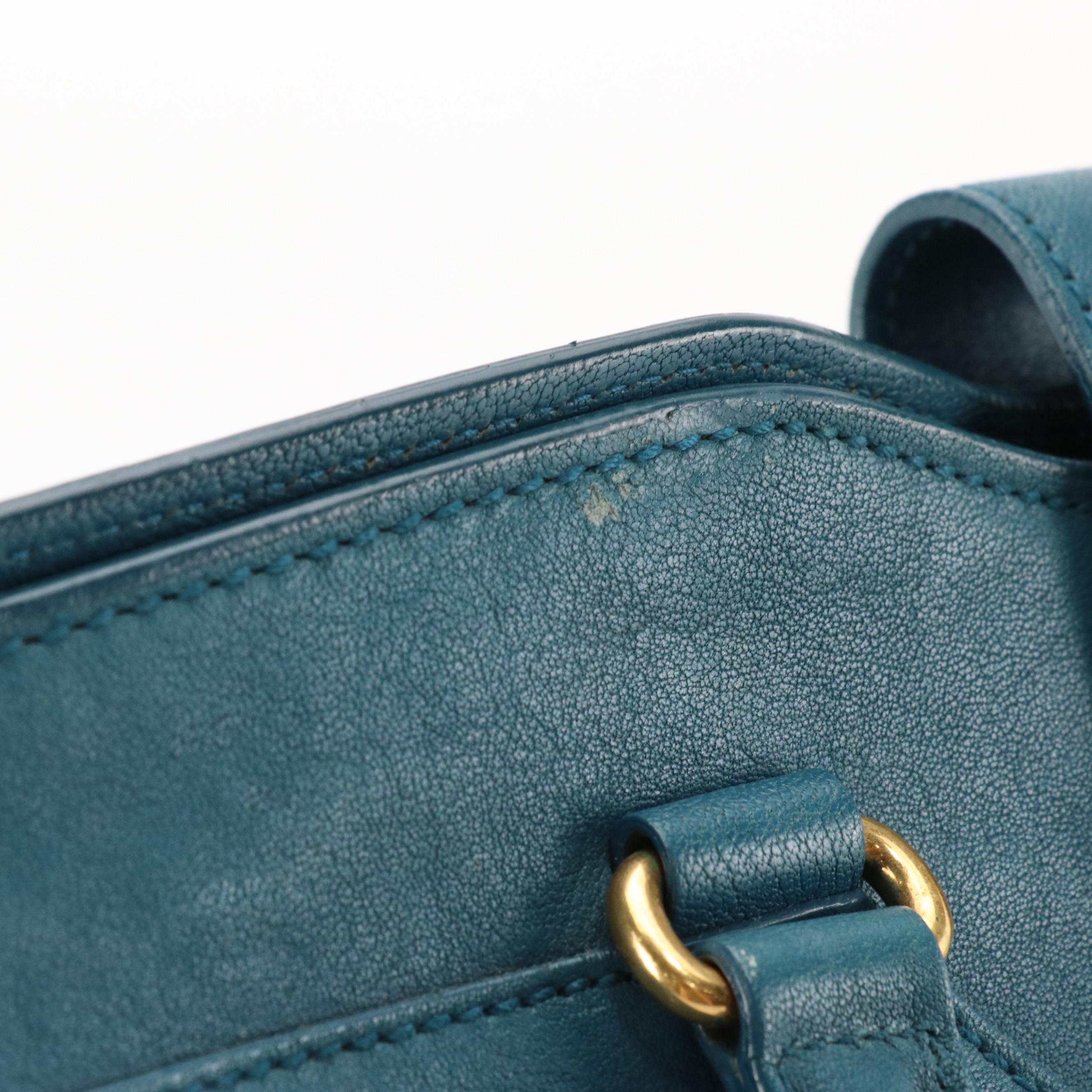 Yves Saint Laurent Classic Cabas Y Bag in Ocean Blue Calfskin Leather