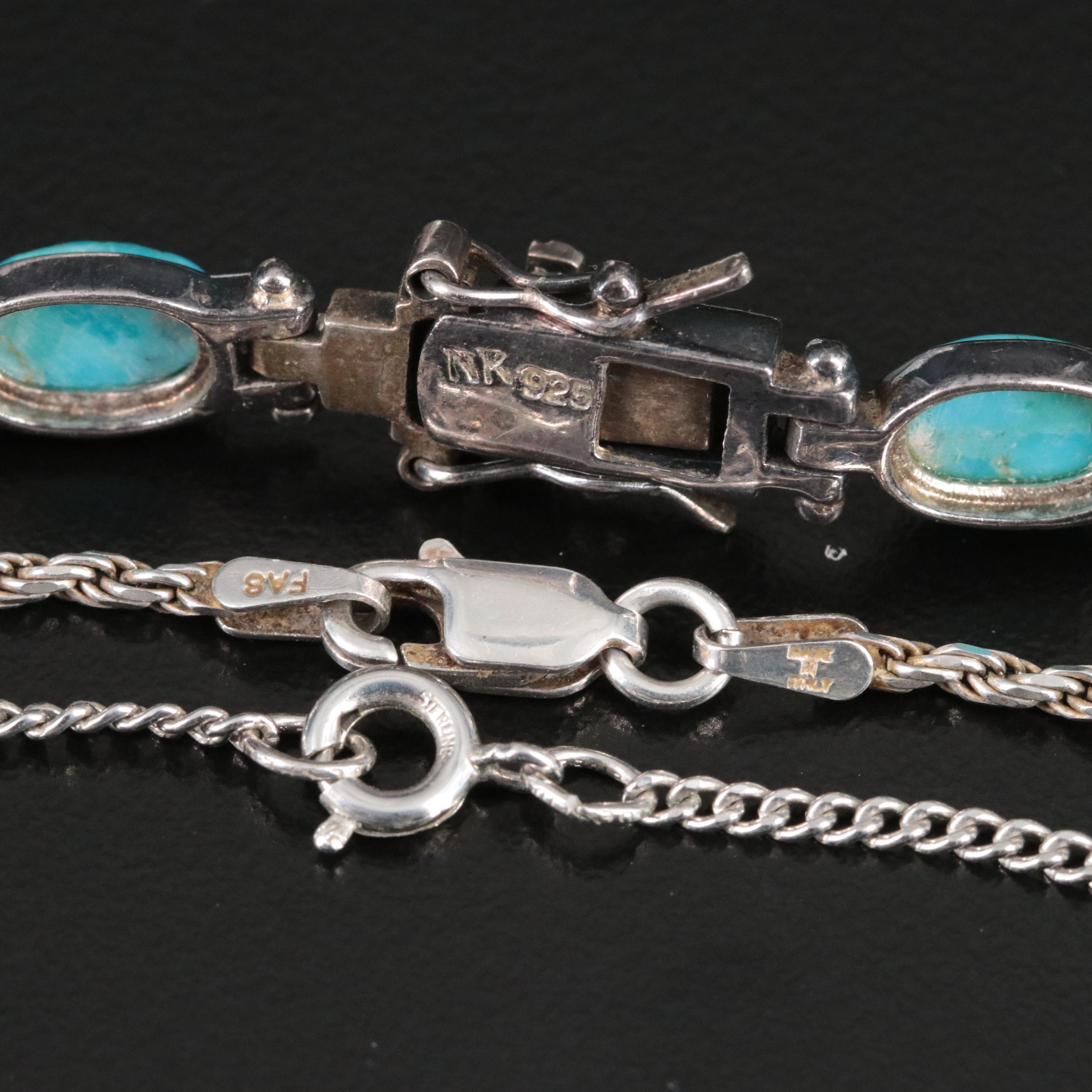 Sterling Jewelry Collection with Signed Zuni Pendant and Earrings