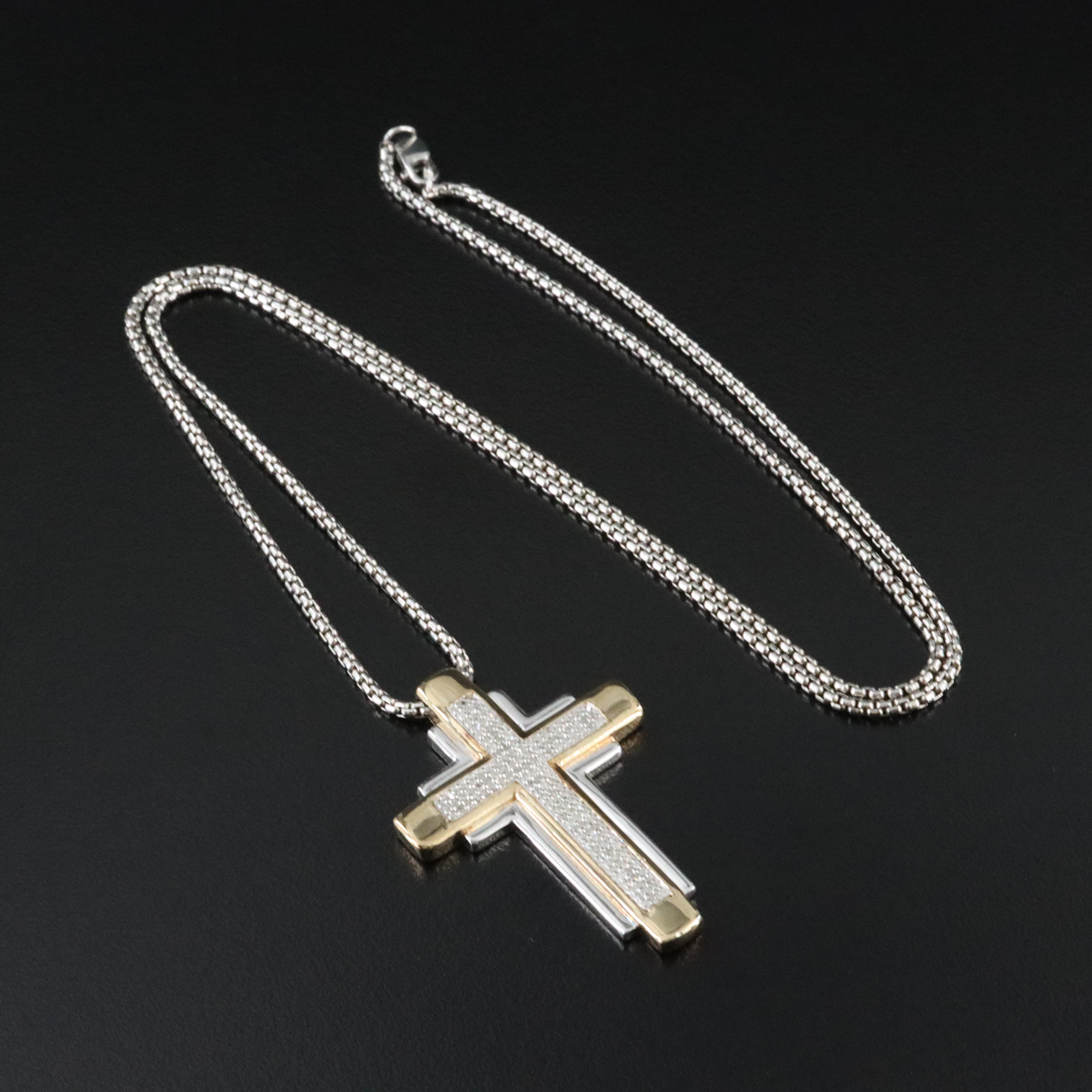 Sterling Diamond Cross Pendant Necklace