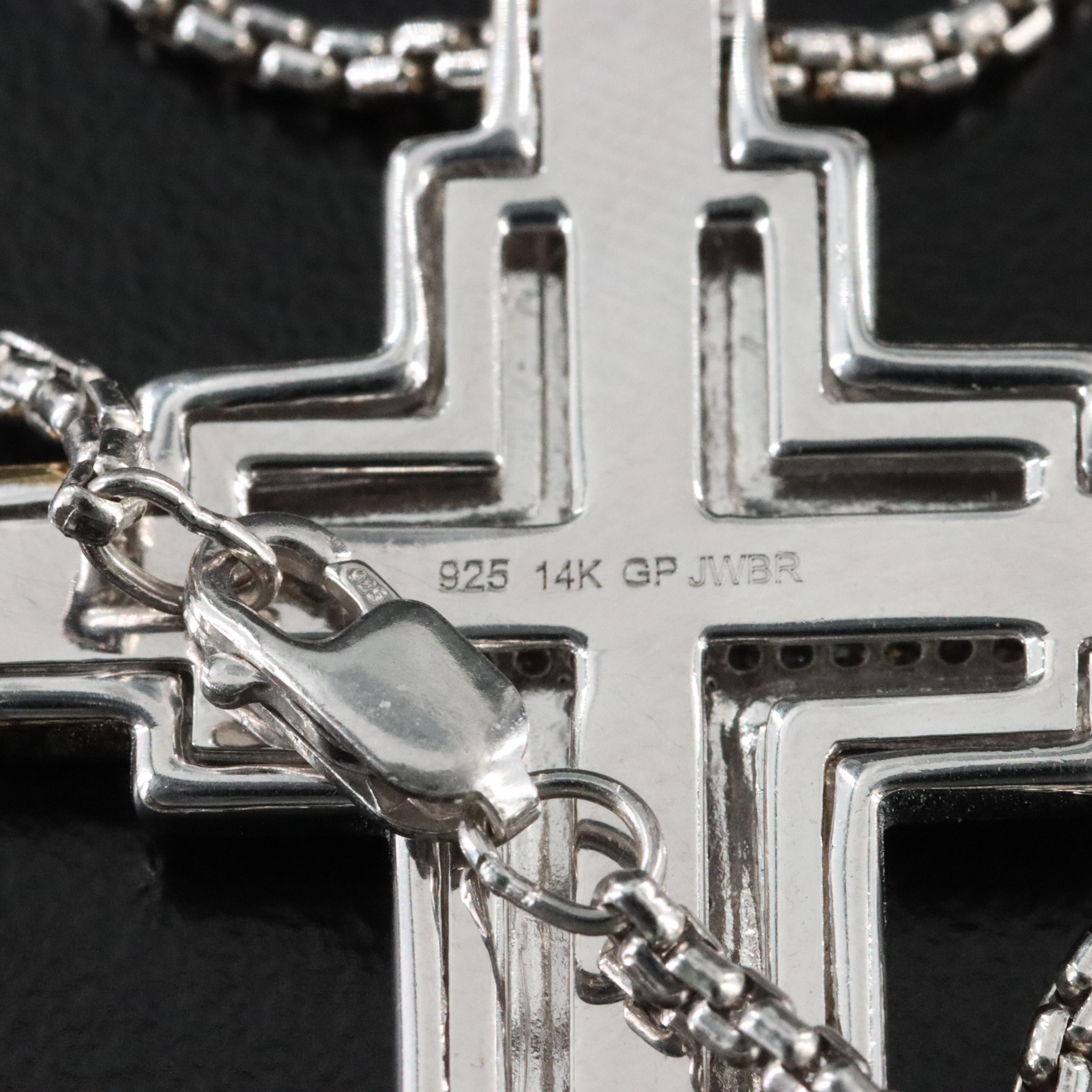 Sterling Diamond Cross Pendant Necklace