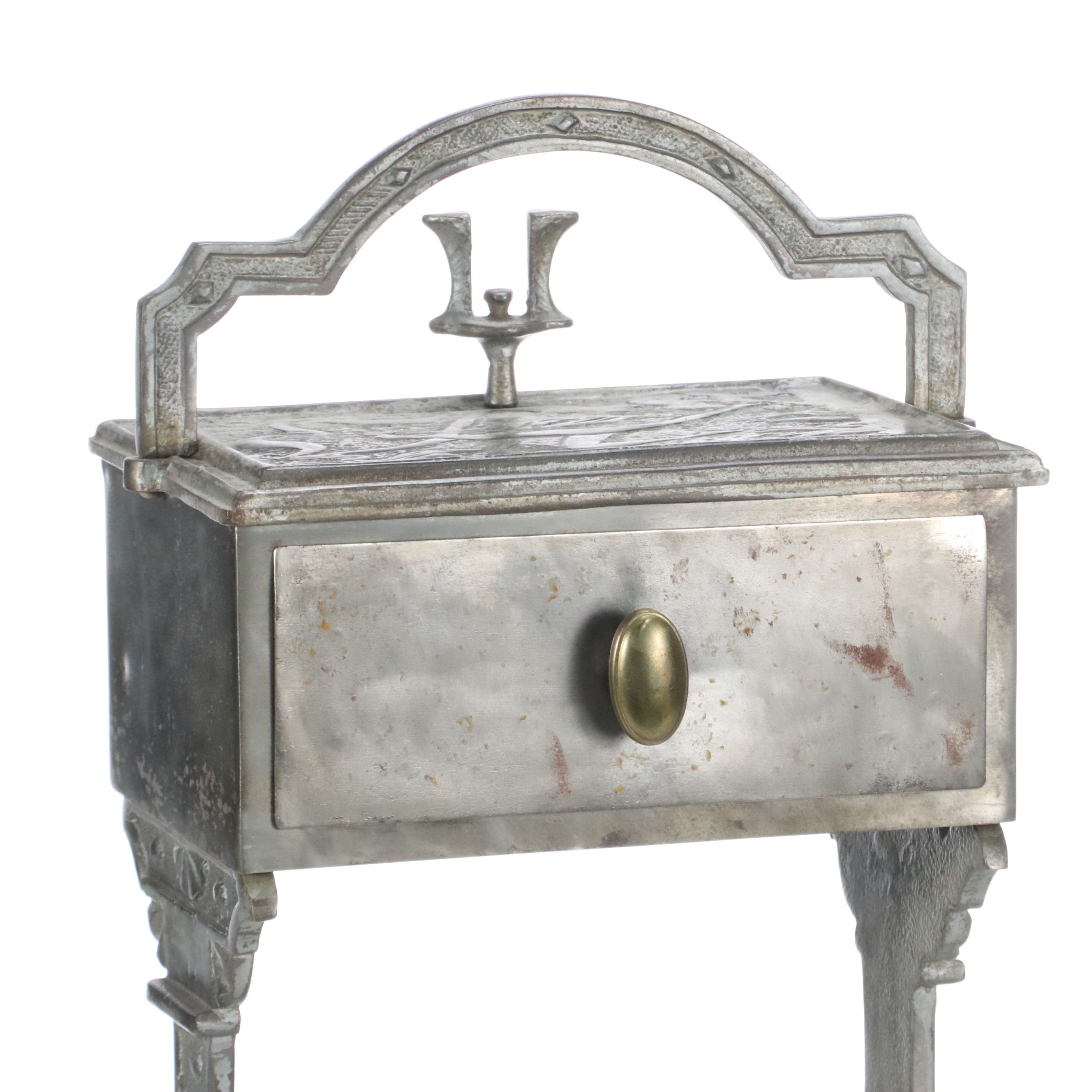 Art Nouveau Metal Smoking Cabinet, Early 20th Century