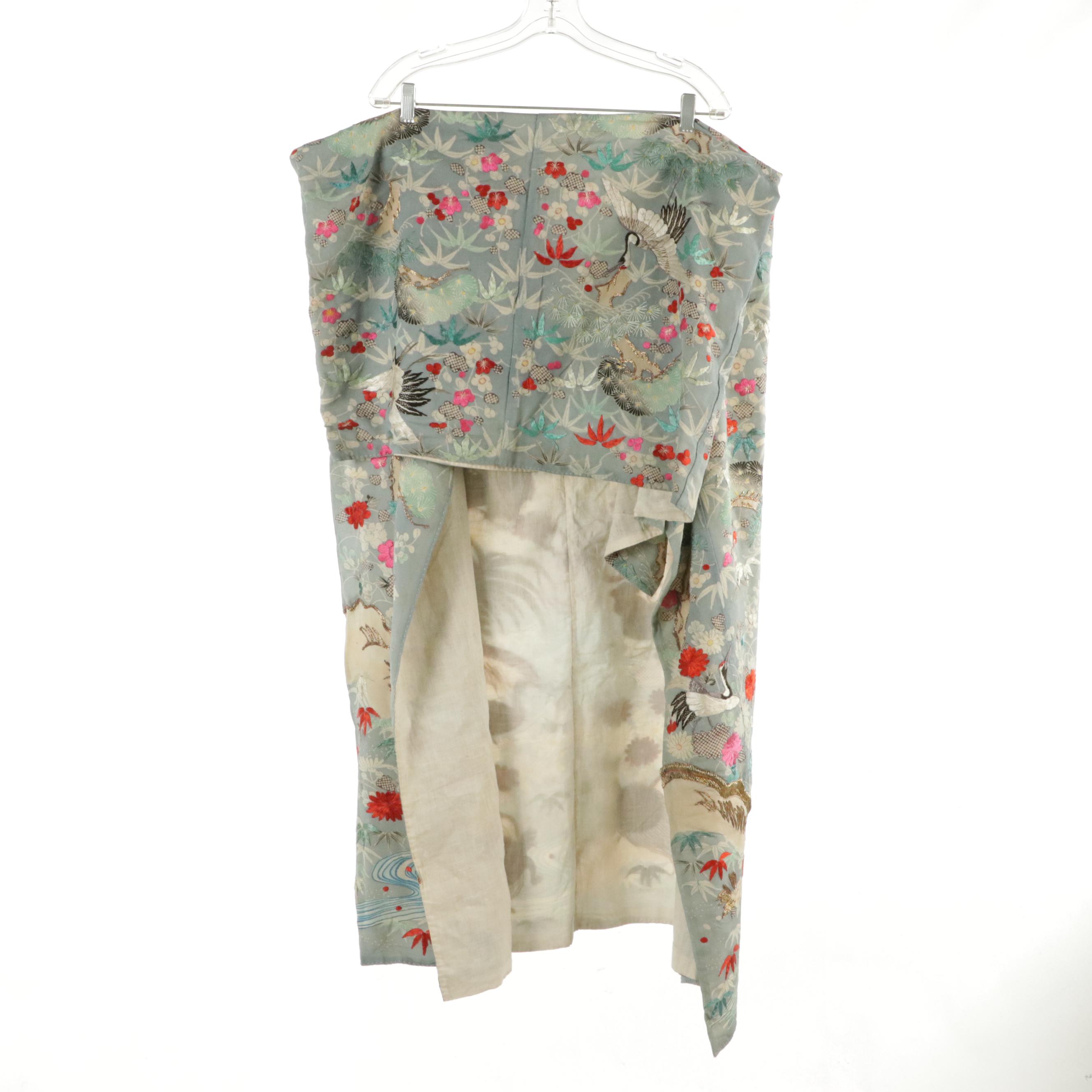 Japanese Traditional Yohaba Furoshiki in Repurposed Chirimen Furisode Kimono