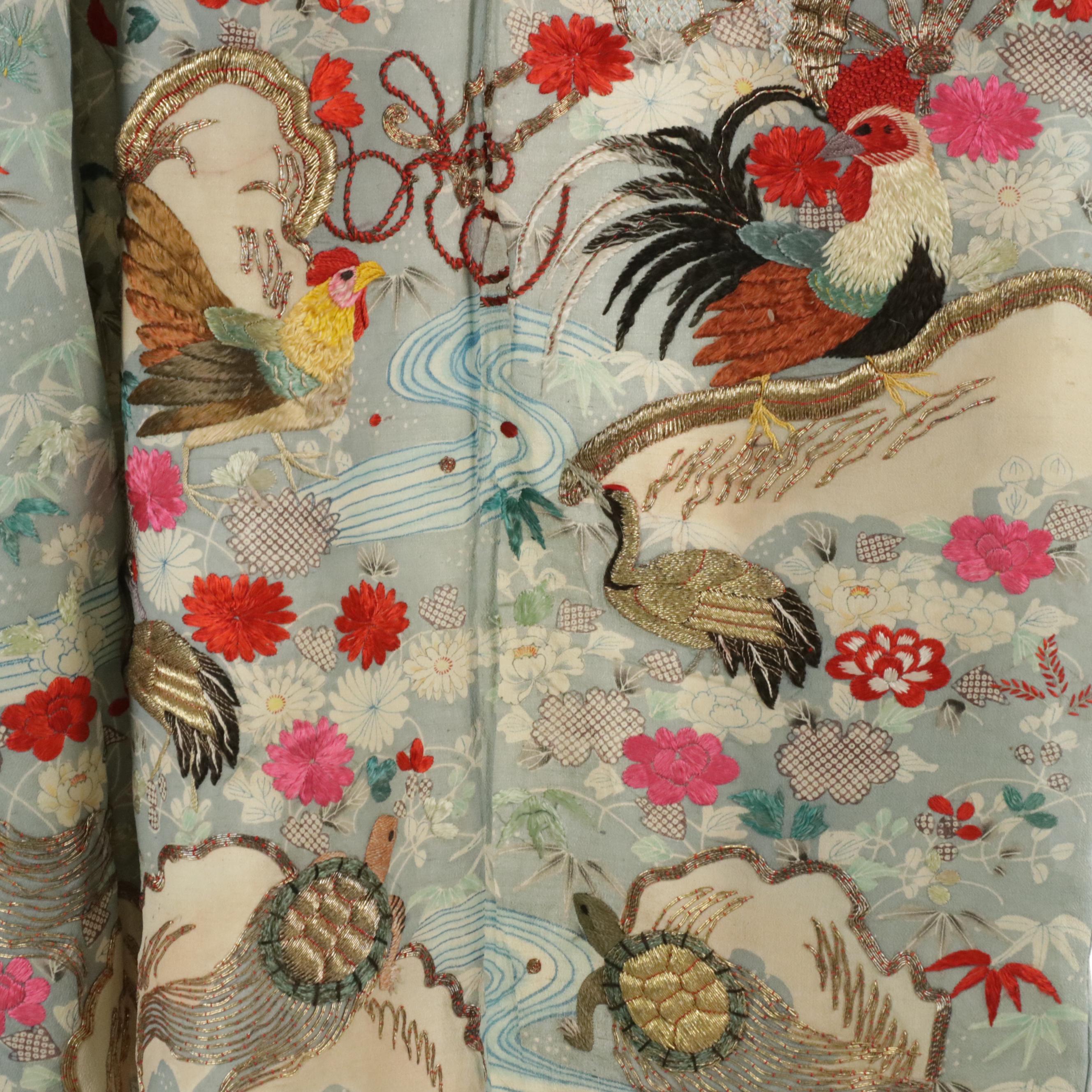 Japanese Traditional Yohaba Furoshiki in Repurposed Chirimen Furisode Kimono