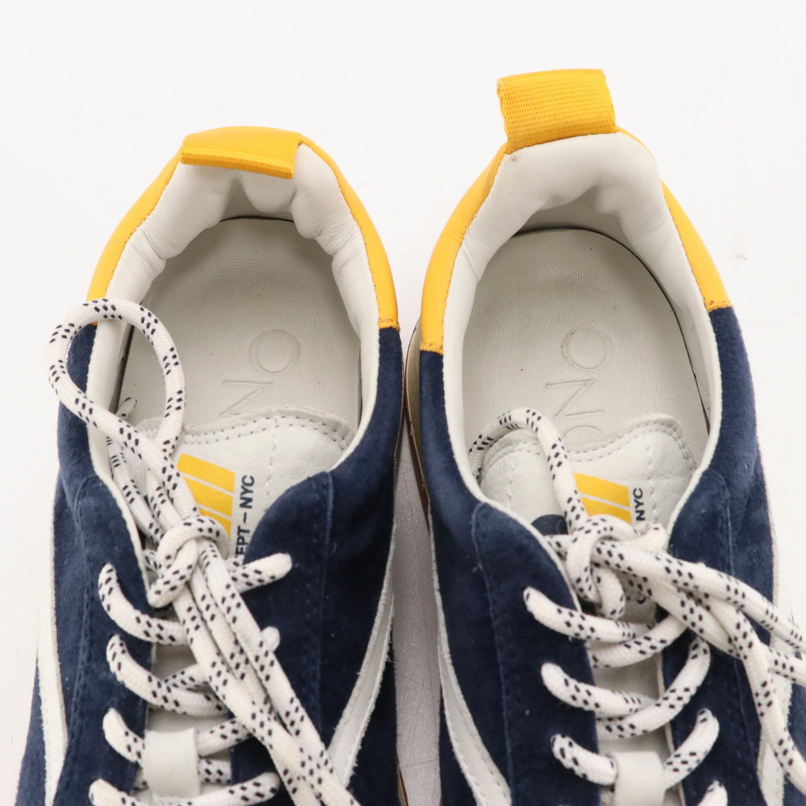 Oncept "Panama" Sneakers in Indigo Suede and Yellow Leather Accents