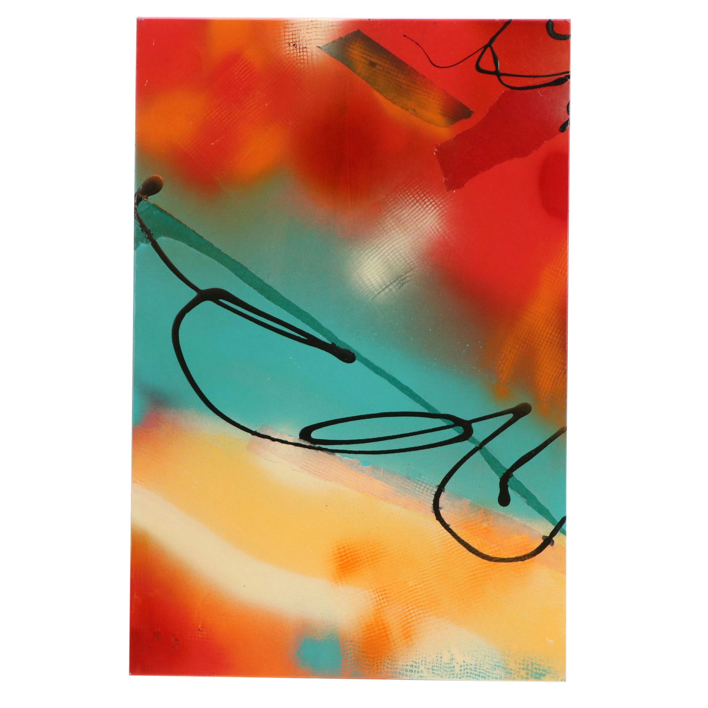 Abstract Acrylic Painting "Haze I," 21st Century