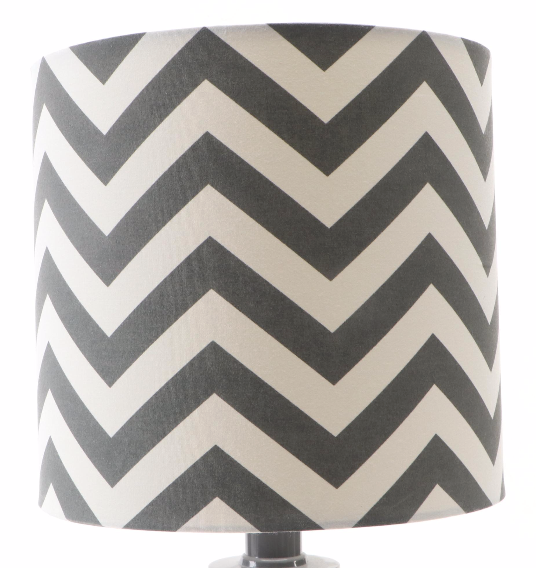Contemporary Gray Chevron Table Lamp