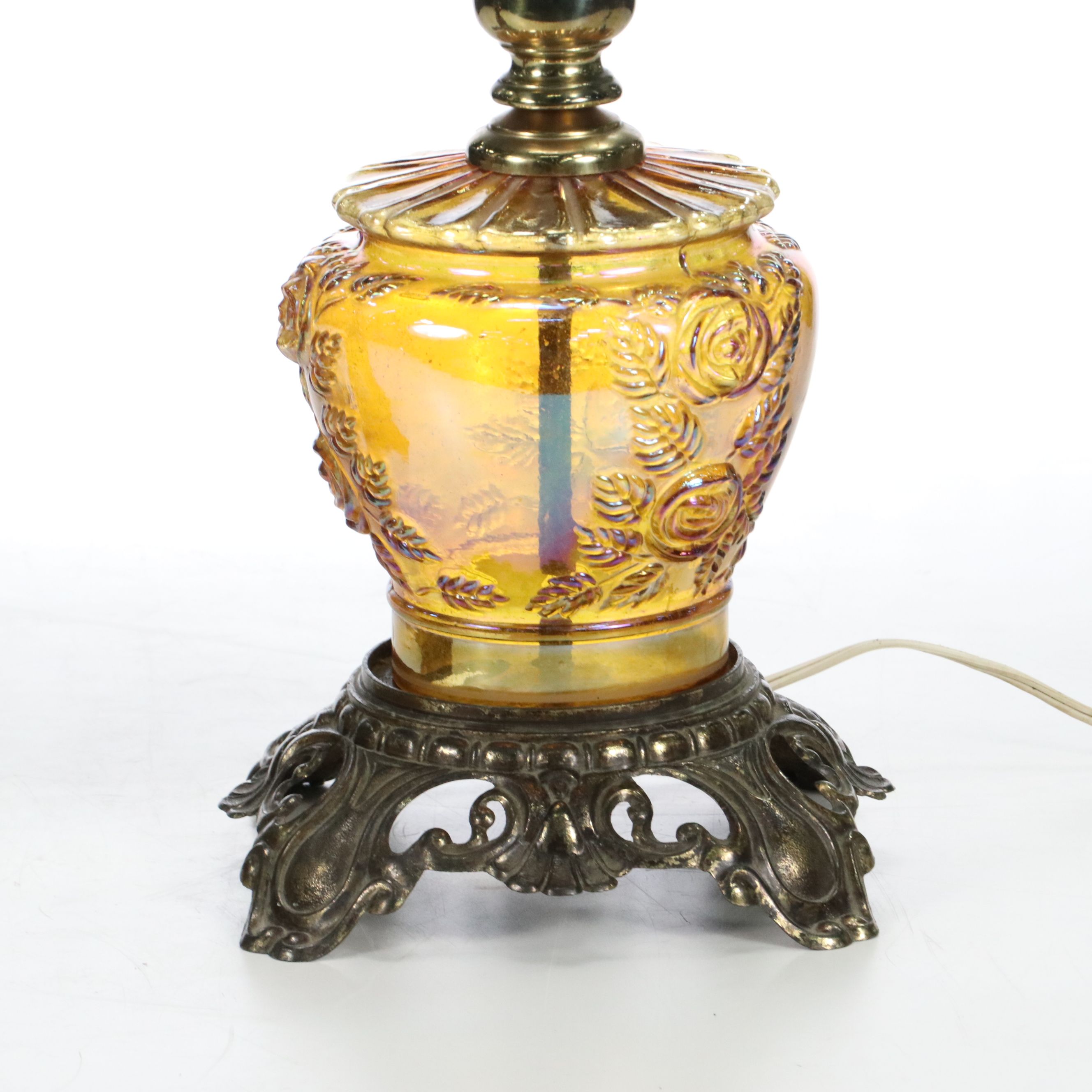 Falkenstein Style Iridescent Amber Glass with Other Pillar Table Lamp
