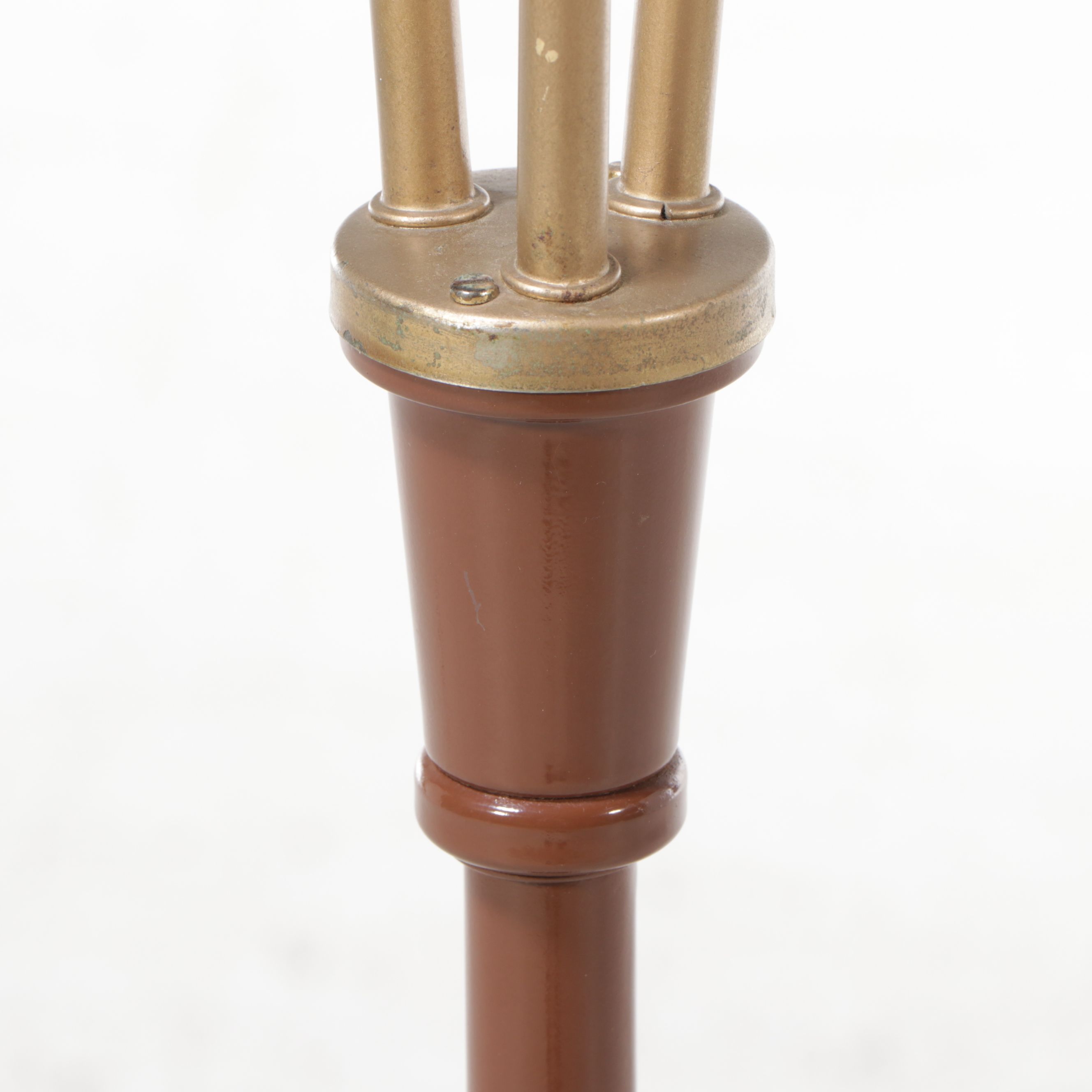MCM Gerald Thurston Style Chocolate Brown Atomic Triple Cone Floor Lamp, 1950s