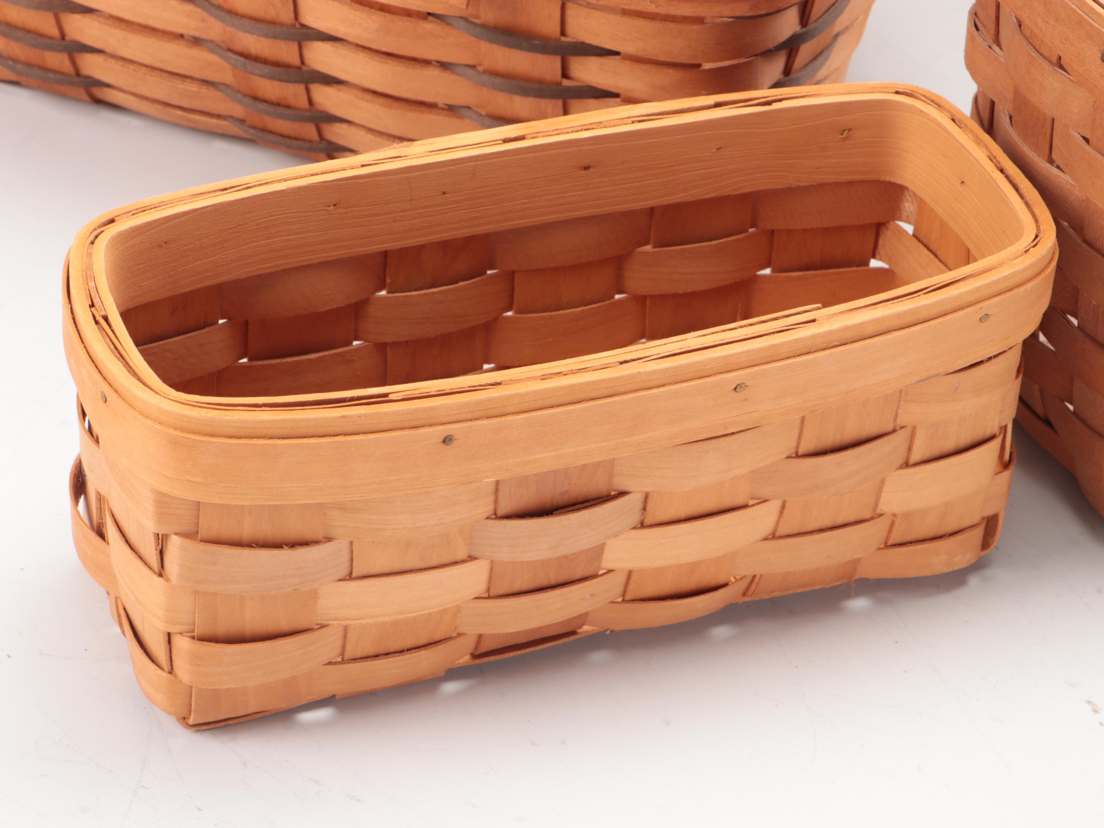 Longaberger Splint Wood Baskets and Fabric Liners