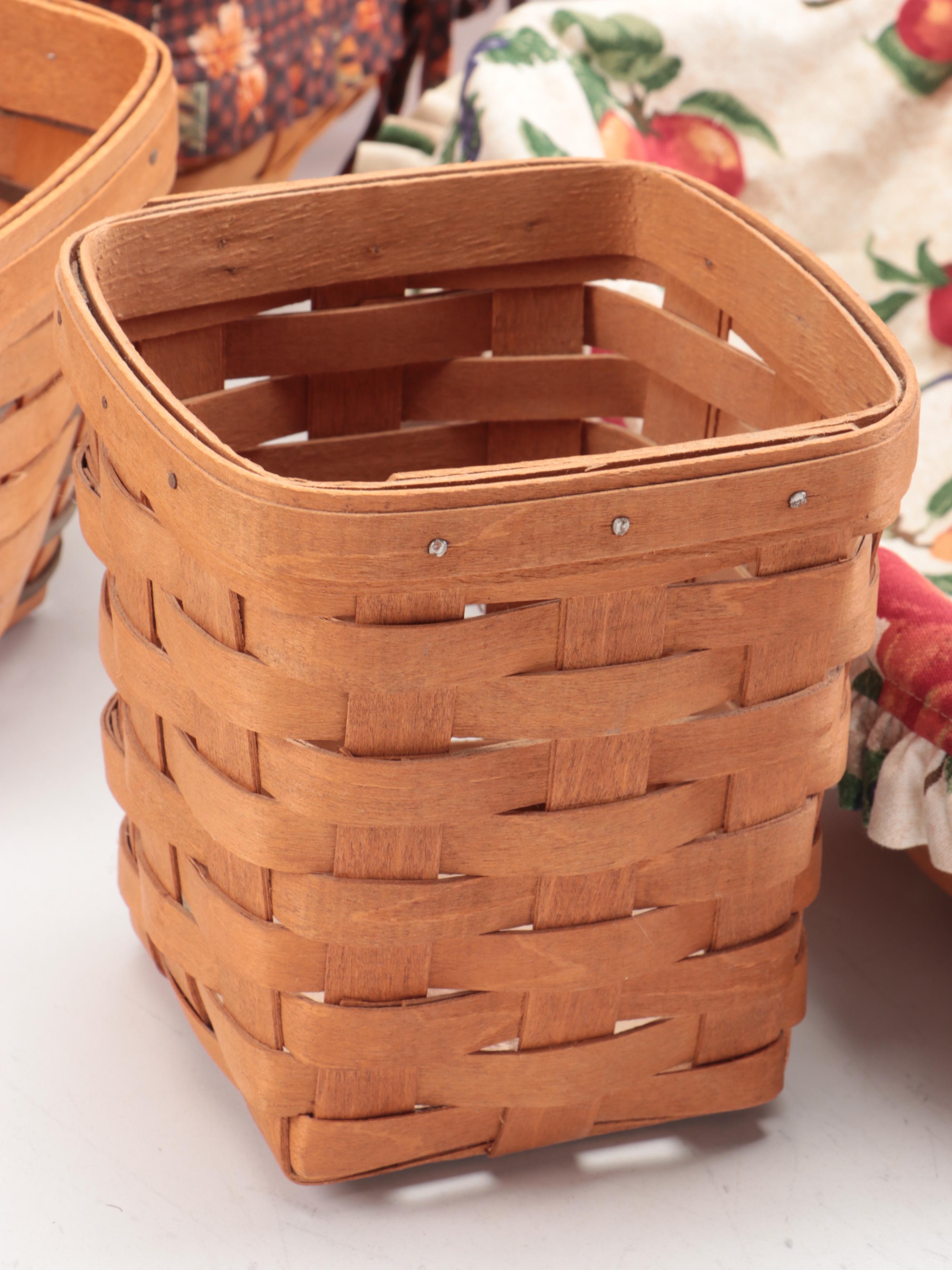 Longaberger Splint Wood Baskets and Fabric Liners