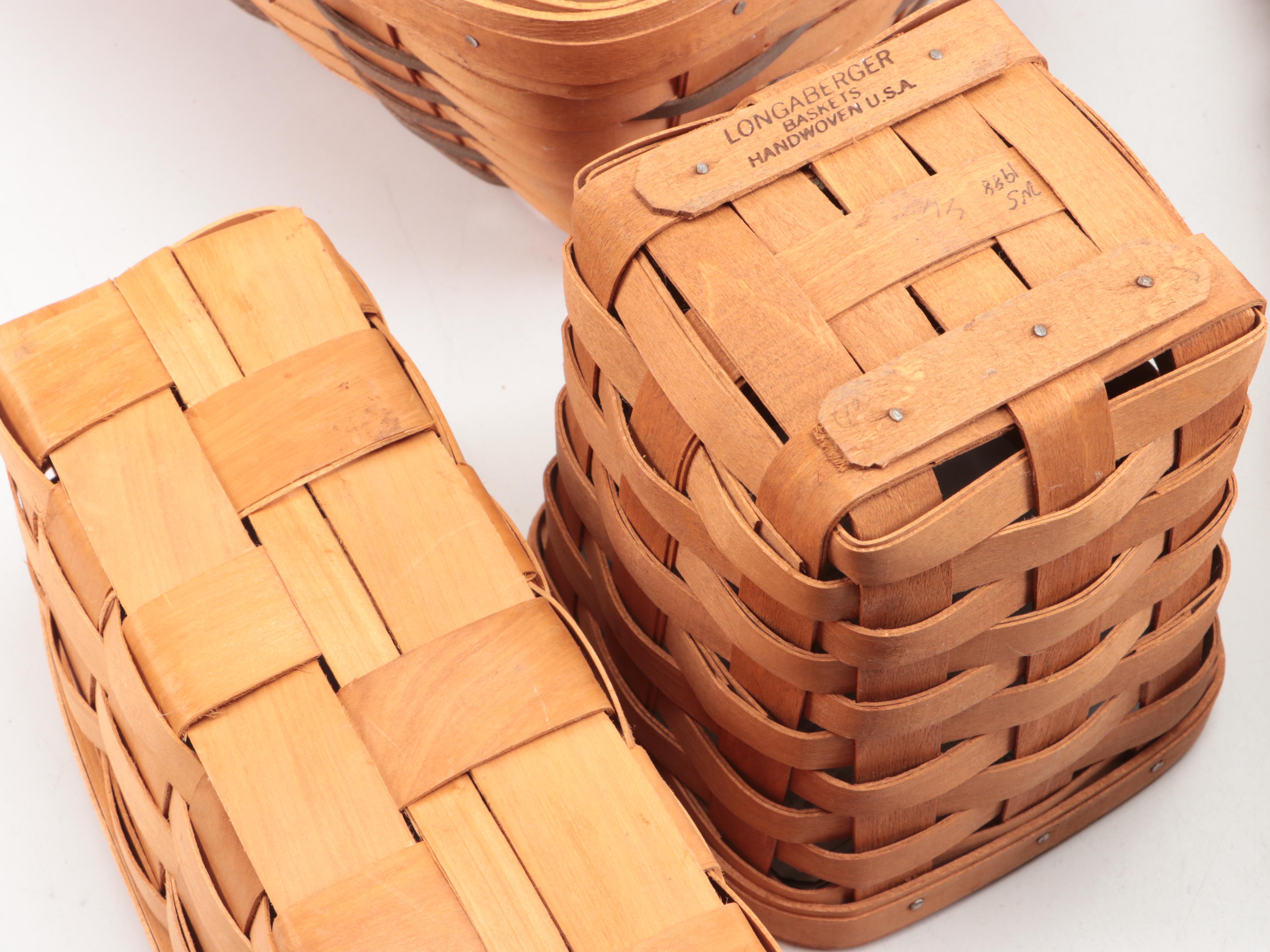 Longaberger Splint Wood Baskets and Fabric Liners