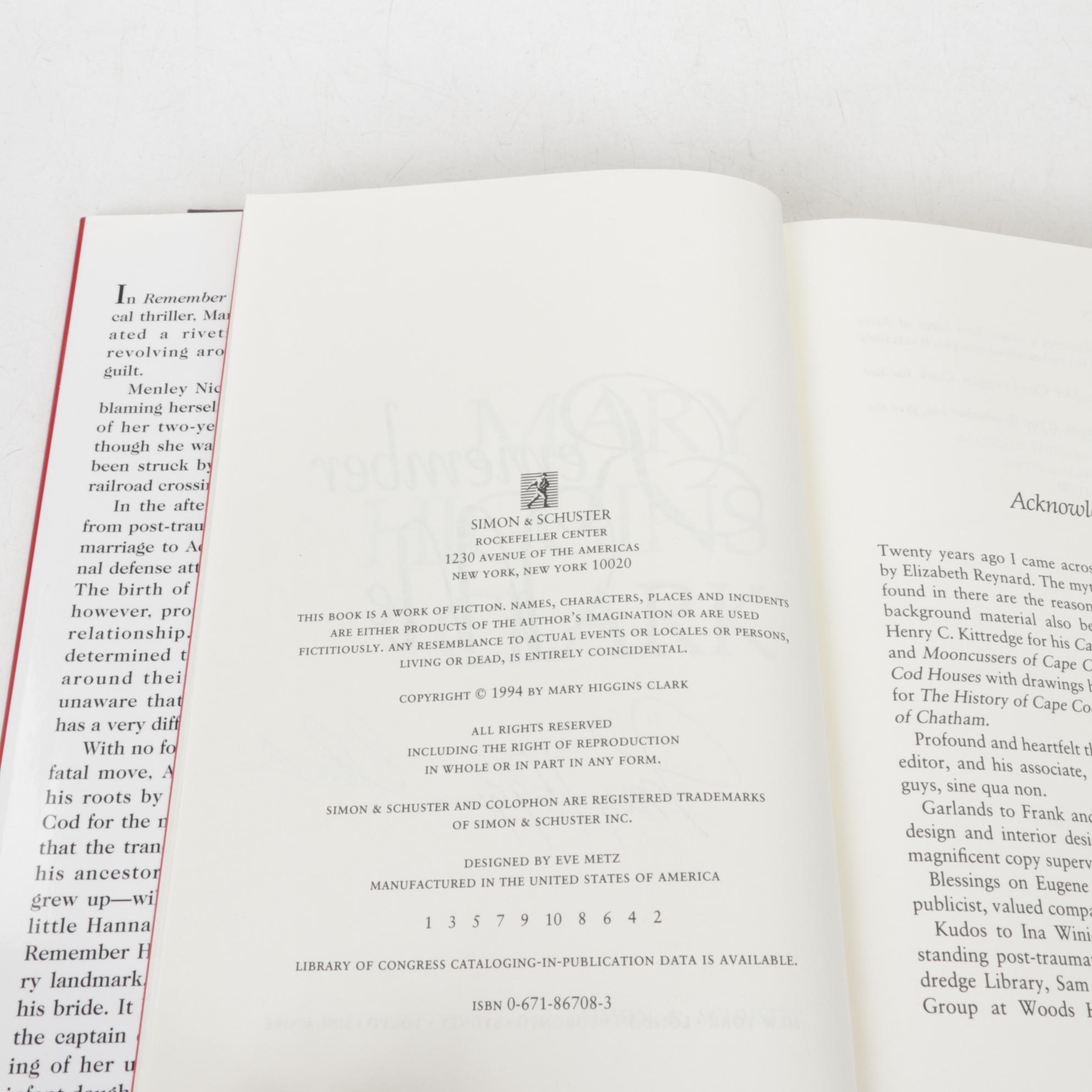 Signed First Edition "Remember Me" and More Books by Mary Higgins Clark