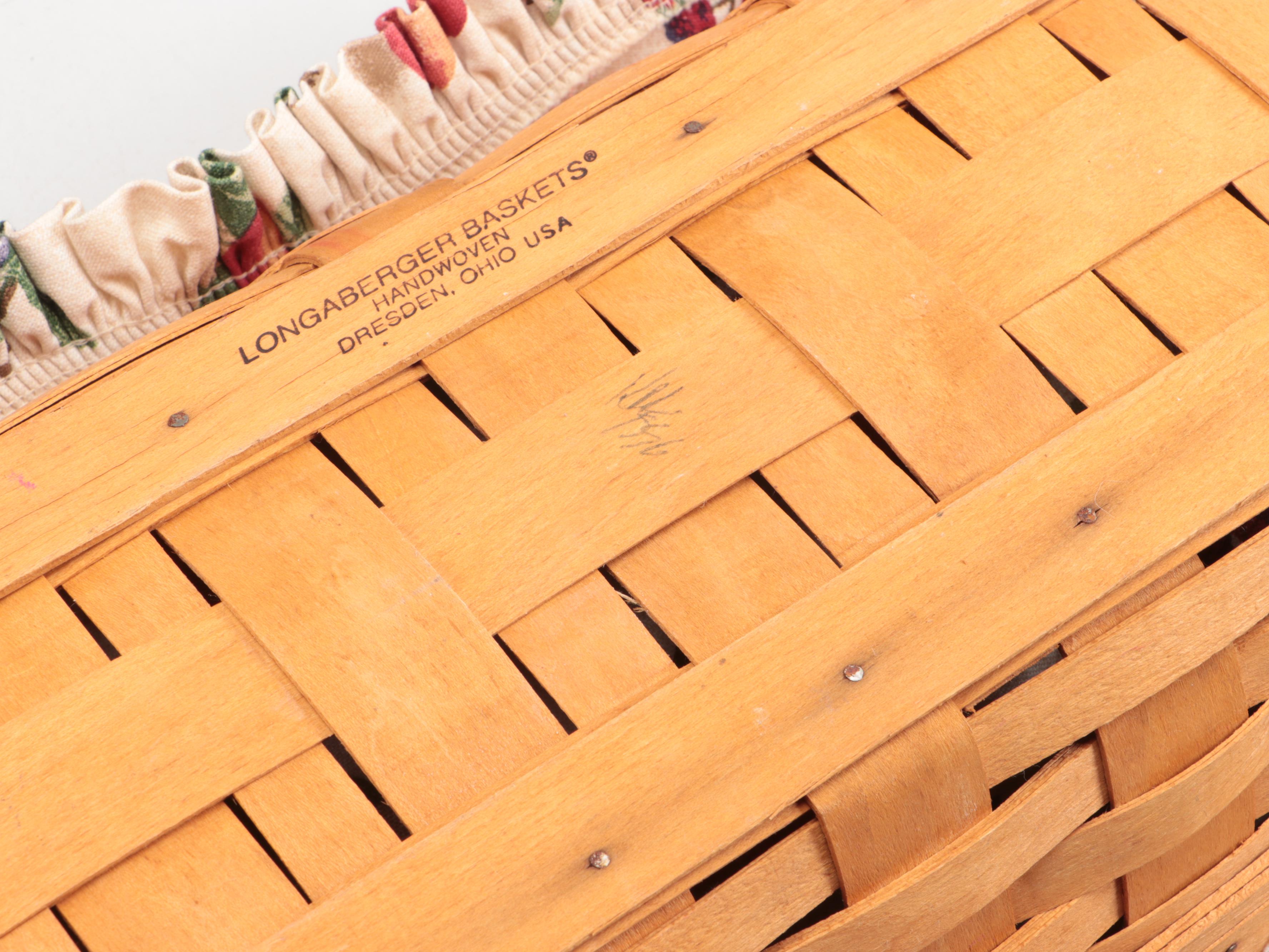 Longaberger Splint Wood Baskets and Fabric Liners