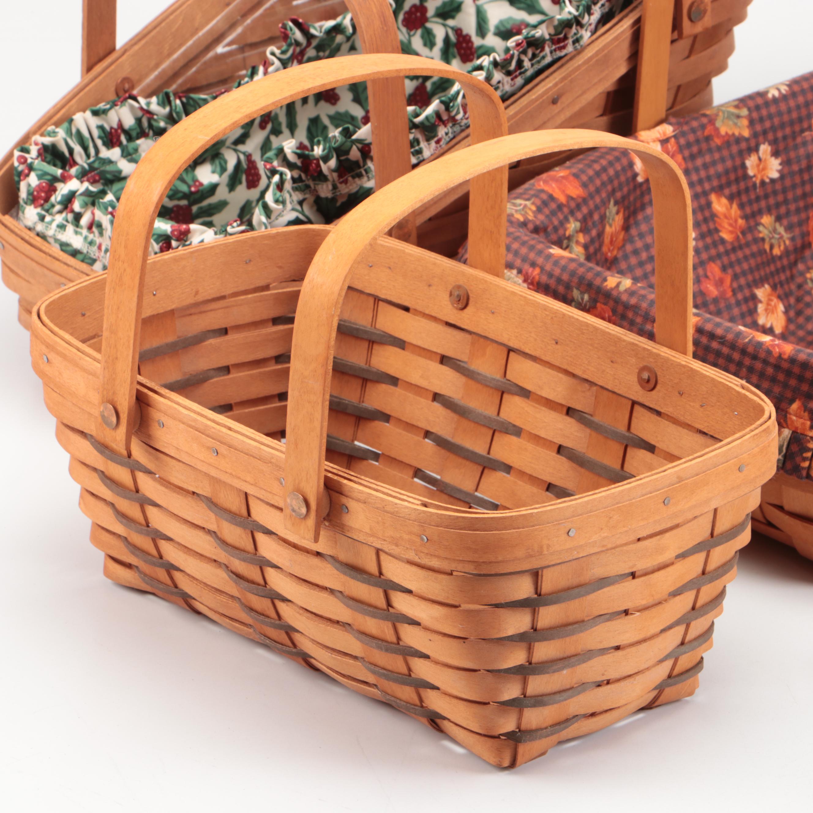 Longaberger Splint Wood Baskets and Fabric Liners