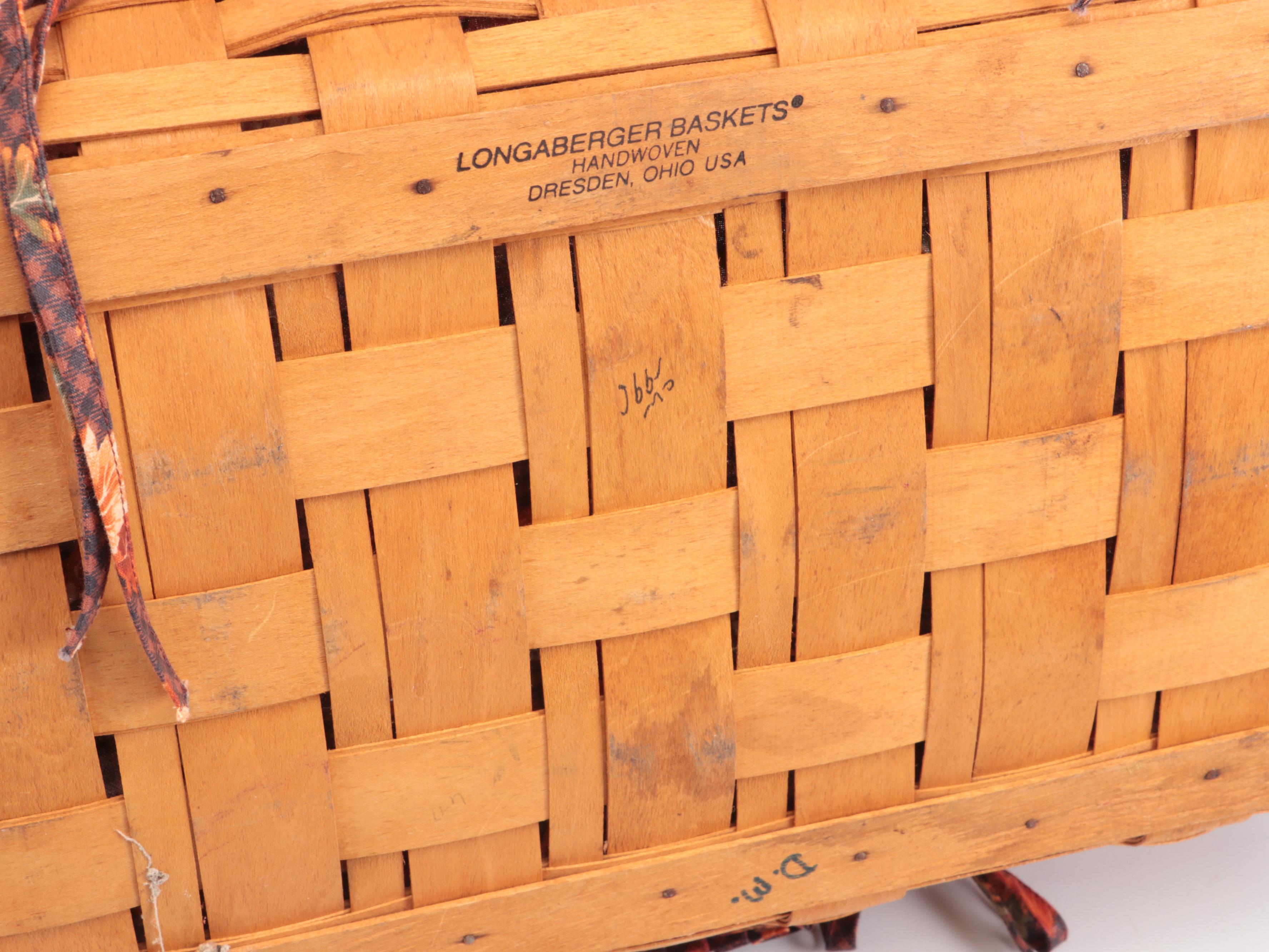 Longaberger Splint Wood Baskets and Fabric Liners