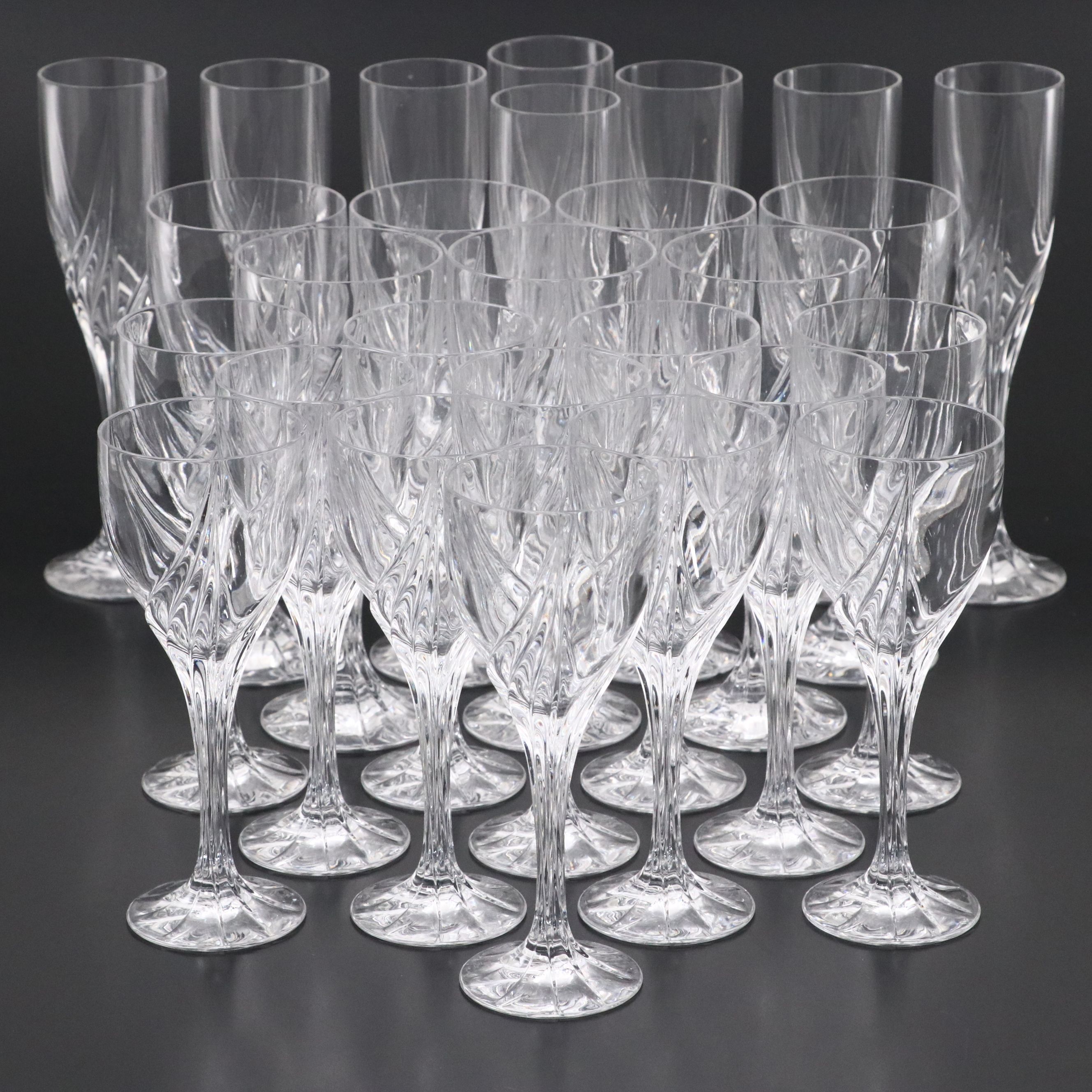 Lenox "Debut" Crystal Champagne Flutes, Wine Glasses, and Iced Tea Glasses