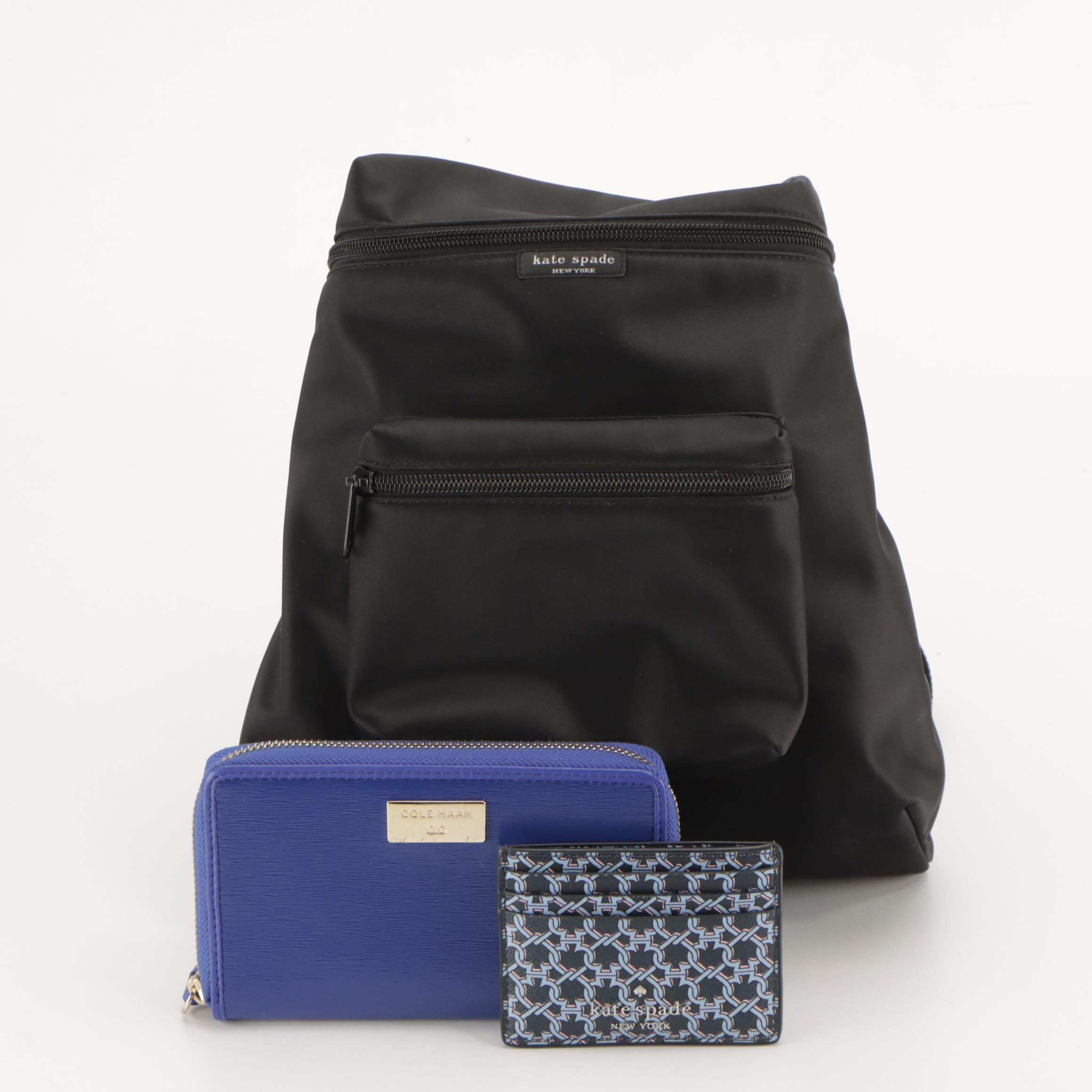 Kate Spade Nylon Mini Backpack & Printed Leather Card Holder, Cole Haan Wallet