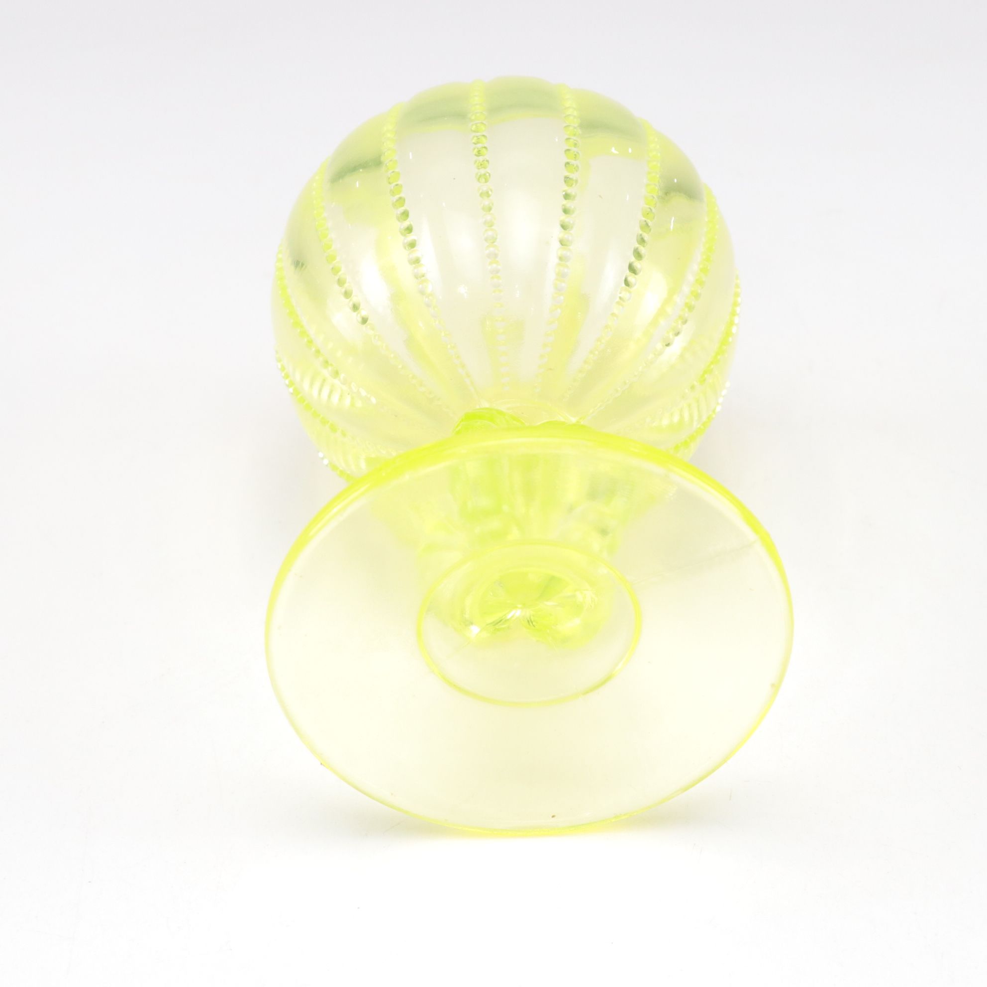 Uranium Glass Coin Dot Cruet & Rose Bowl
