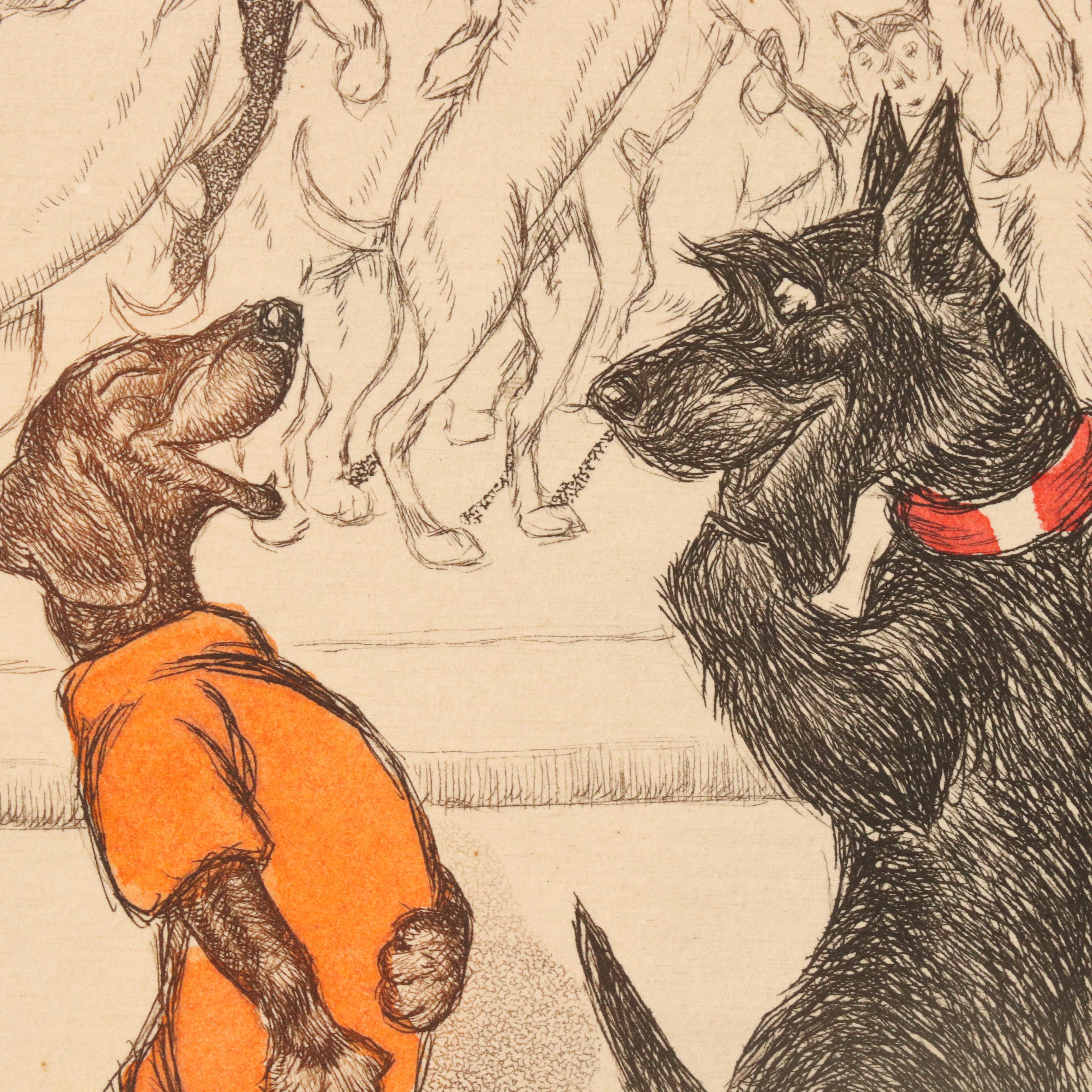 Boris O'Klein "L'Inauguration" Etching from "Dirty Dogs of Paris" Suite