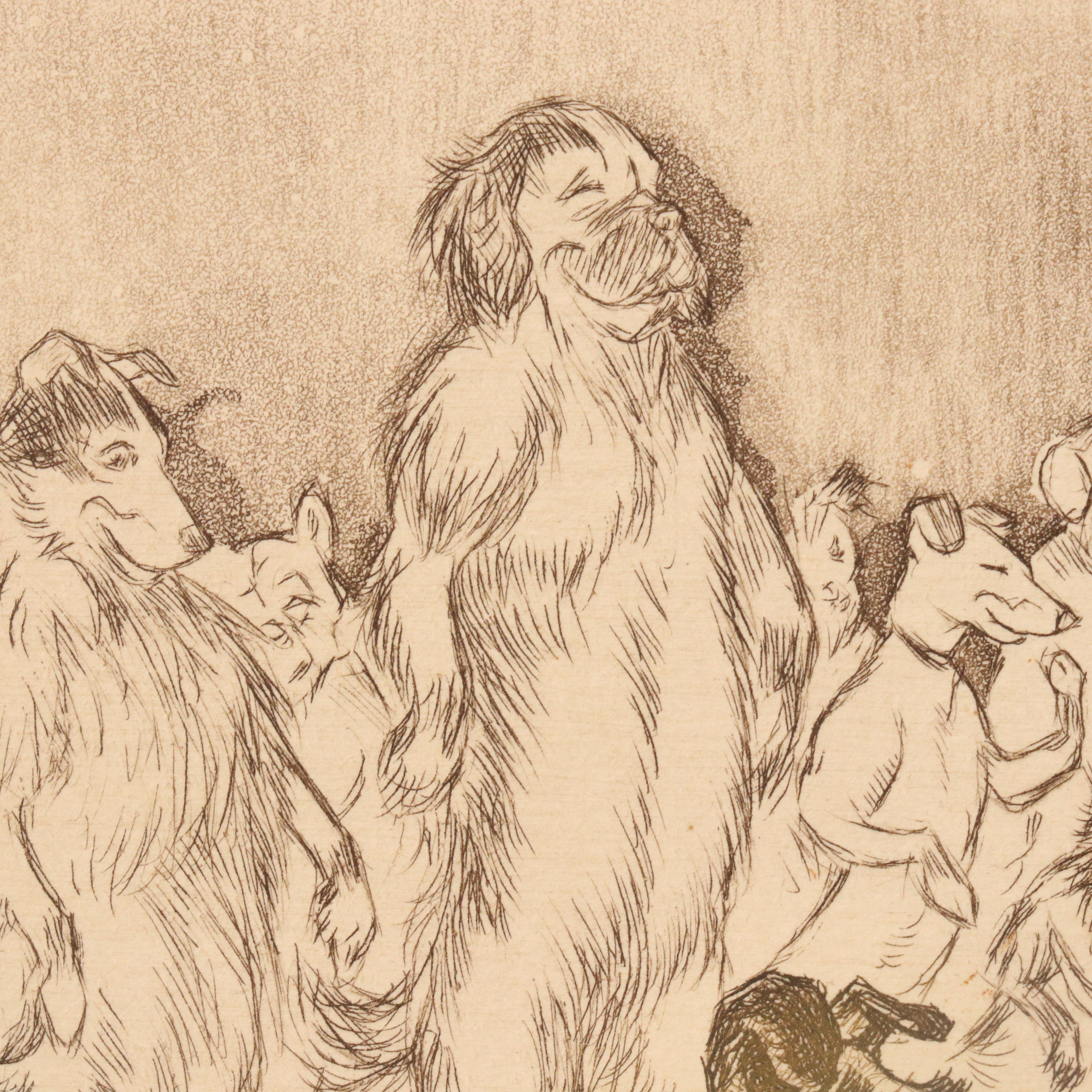 Boris O'Klein "L'Inauguration" Etching from "Dirty Dogs of Paris" Suite