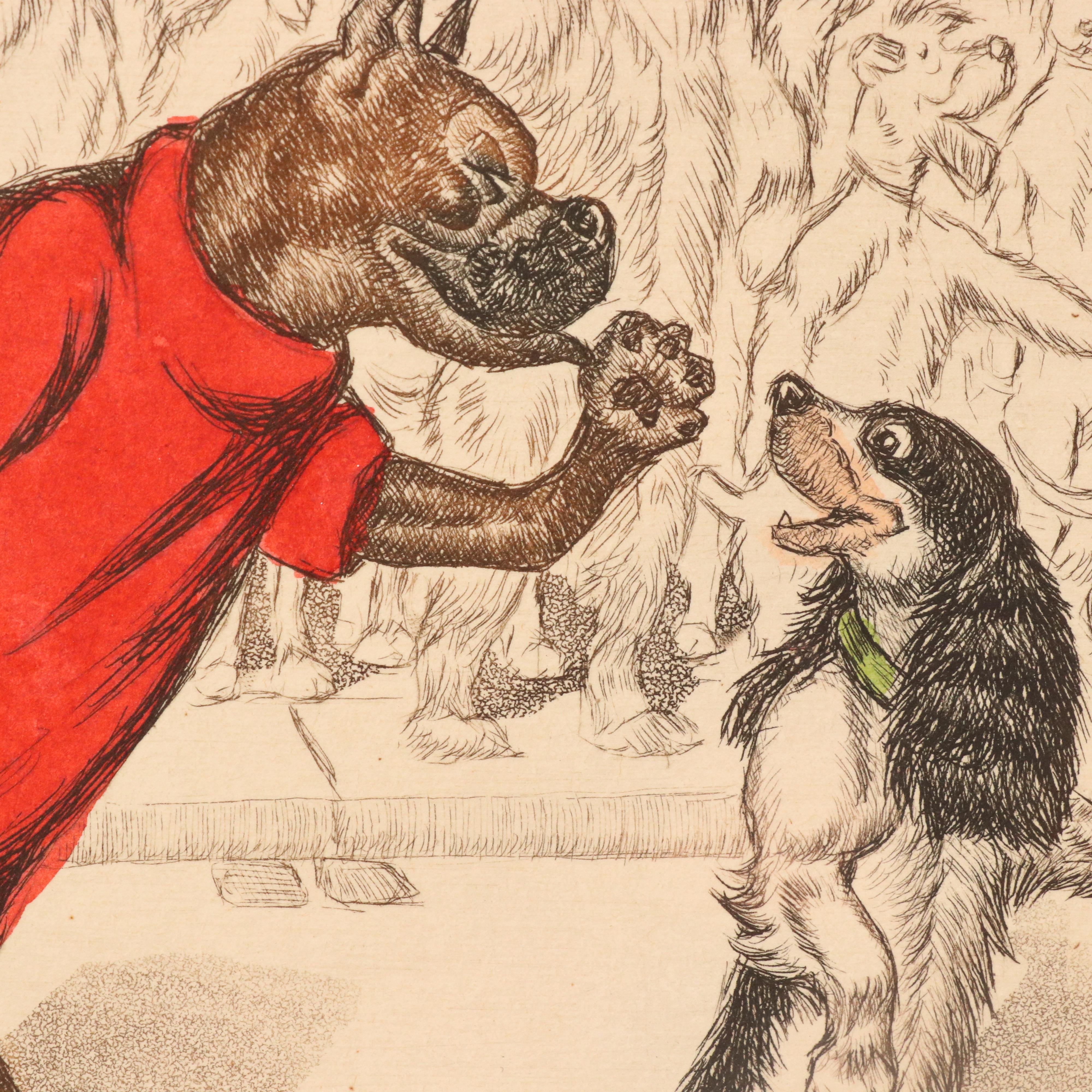 Boris O'Klein "L'Inauguration" Etching from "Dirty Dogs of Paris" Suite