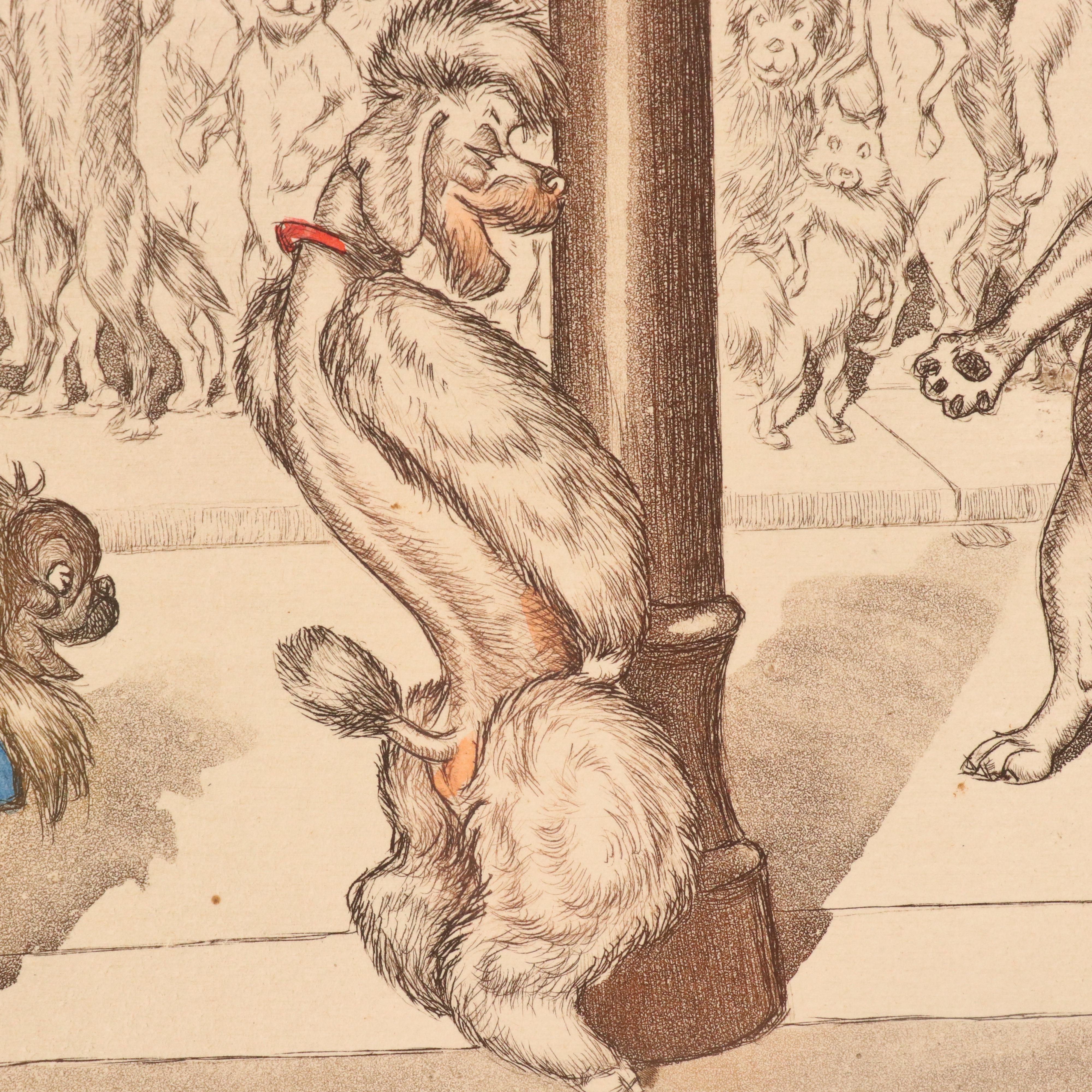 Boris O'Klein "L'Inauguration" Etching from "Dirty Dogs of Paris" Suite