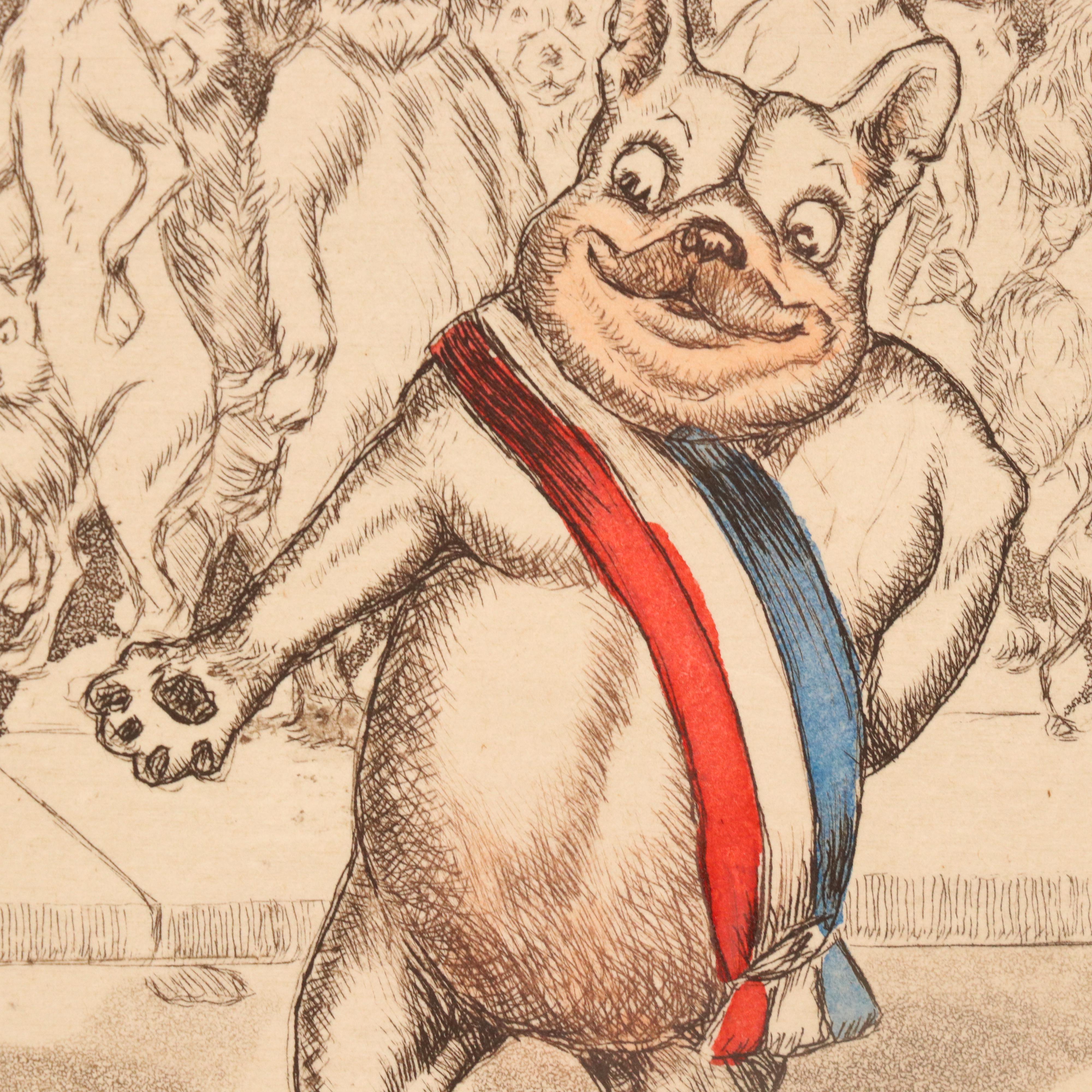 Boris O'Klein "L'Inauguration" Etching from "Dirty Dogs of Paris" Suite