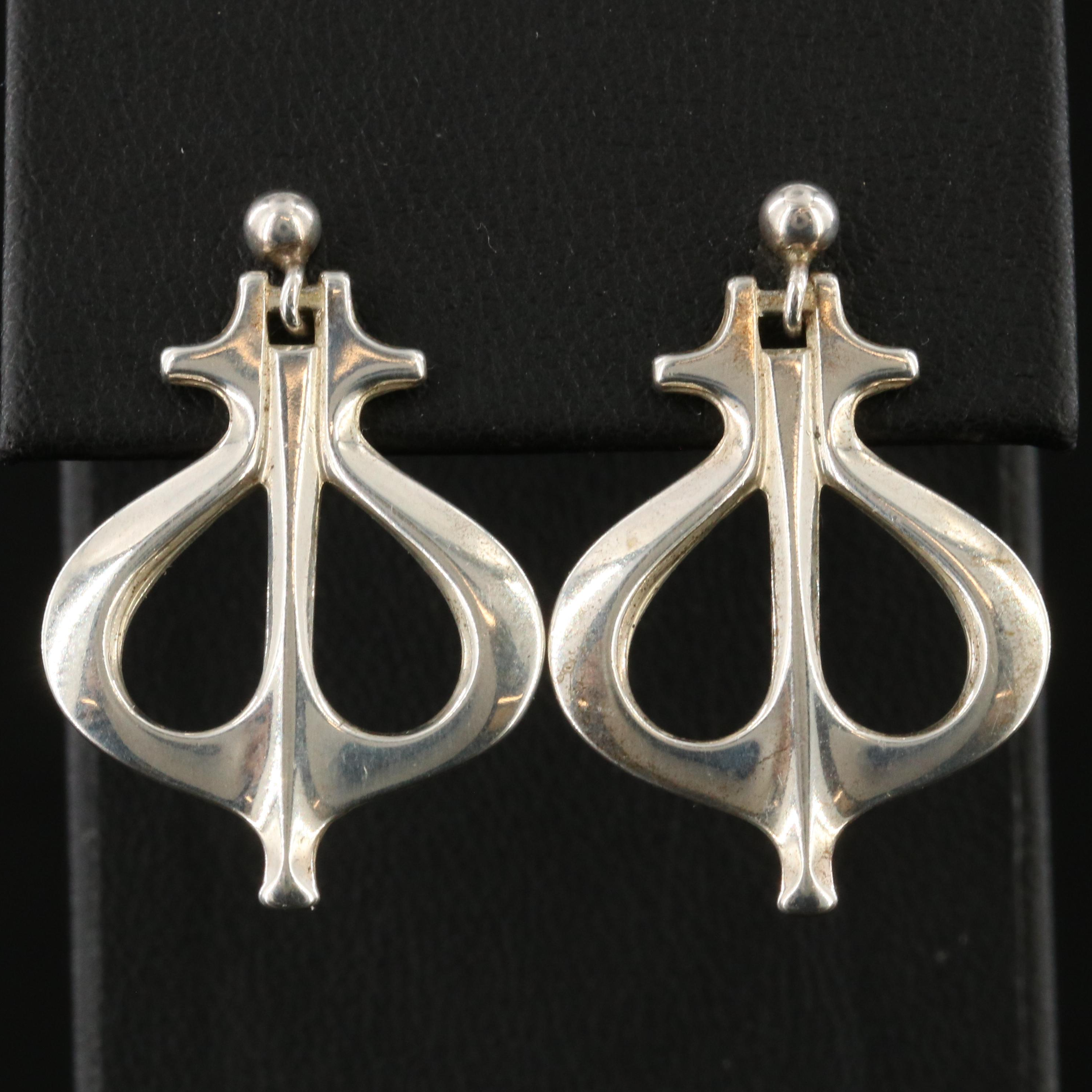 David Andersen Sterling Viking Ship Earrings