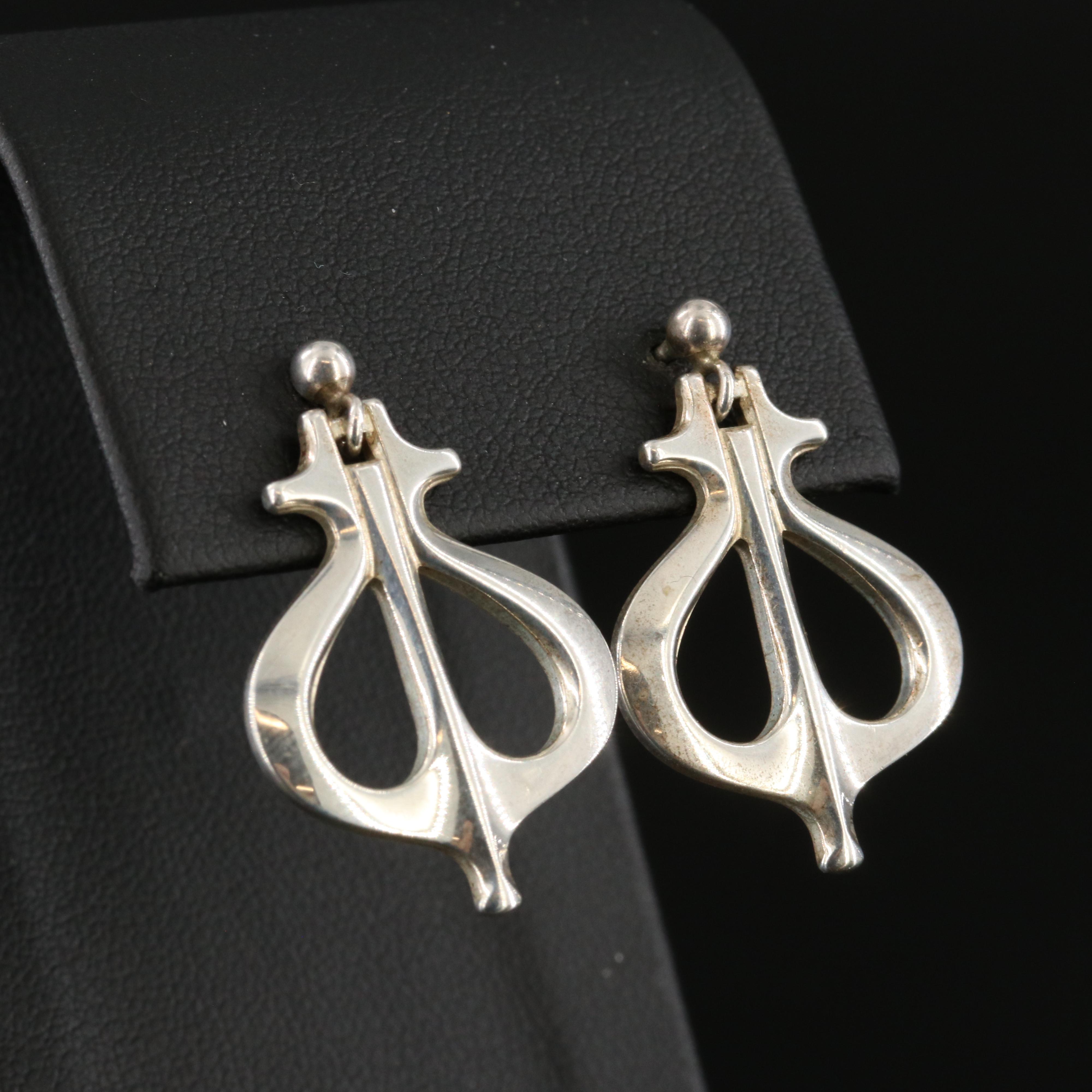 David Andersen Sterling Viking Ship Earrings