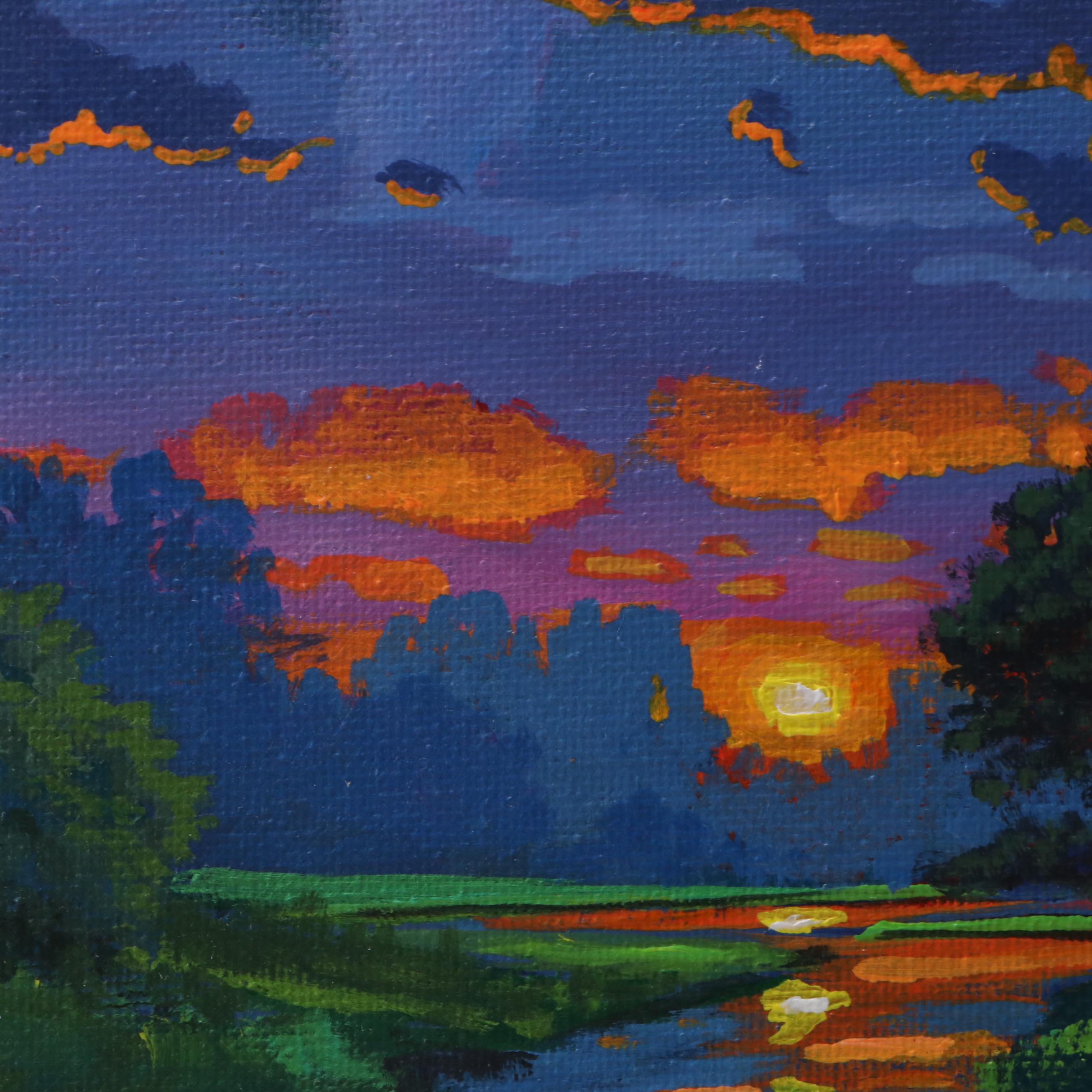 Doug "Bumo" Johnpeer Sunset Landscape Oil Painting, 2025