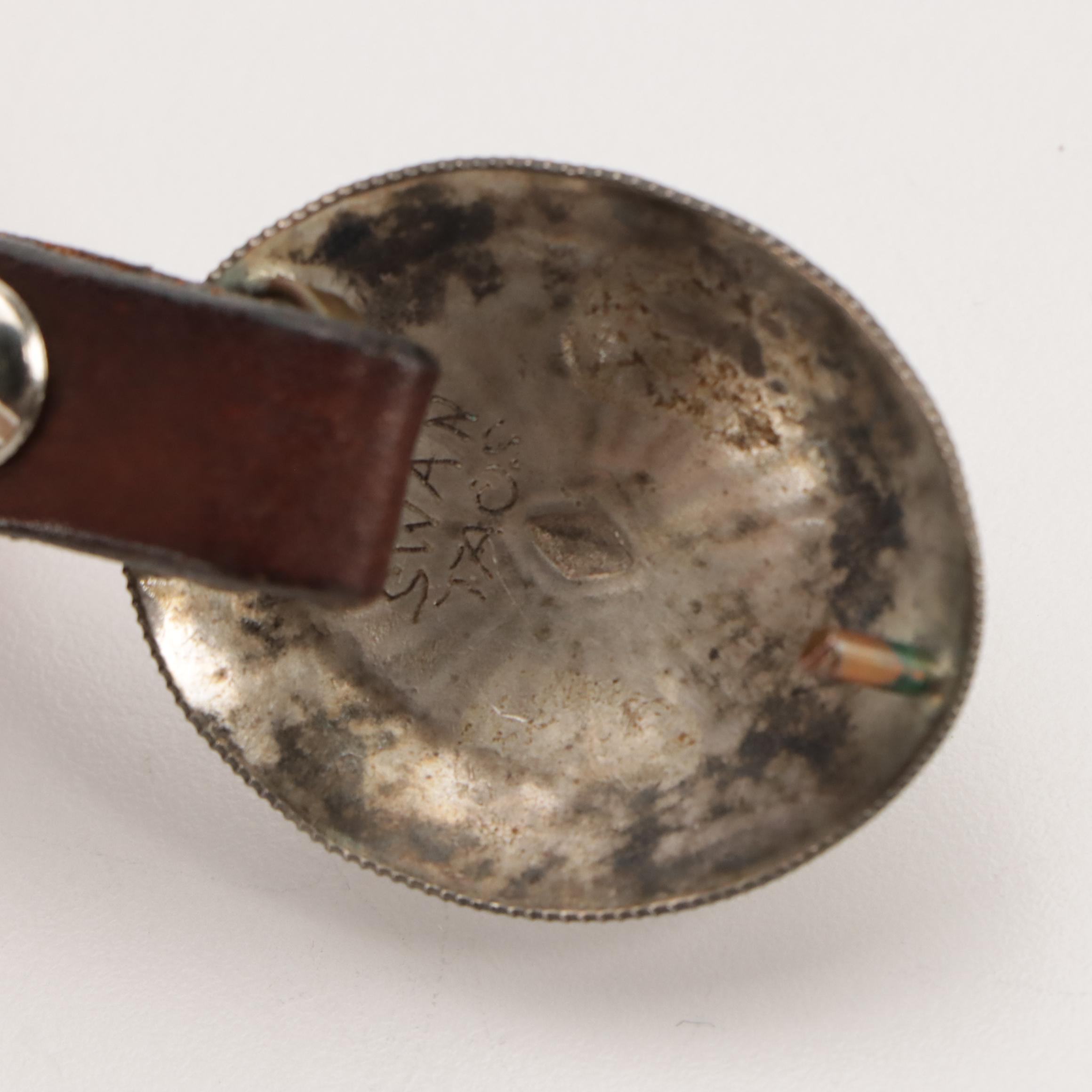 Raymond Coriz Kewa Sterling Button Covers, Swan Silver Coin Silver Concho Belt