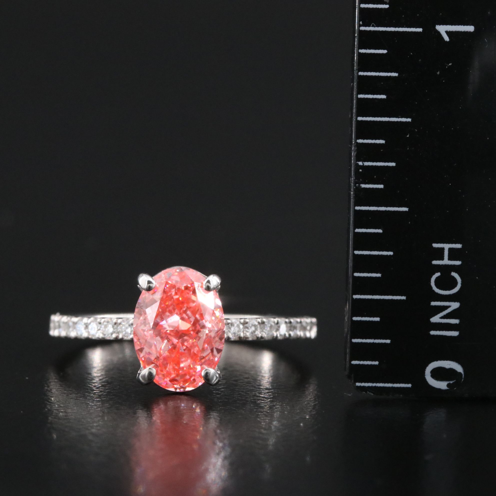 18K 2.25 CTW Lab Grown Diamond Ring with Fancy Pink Center and IGI Report