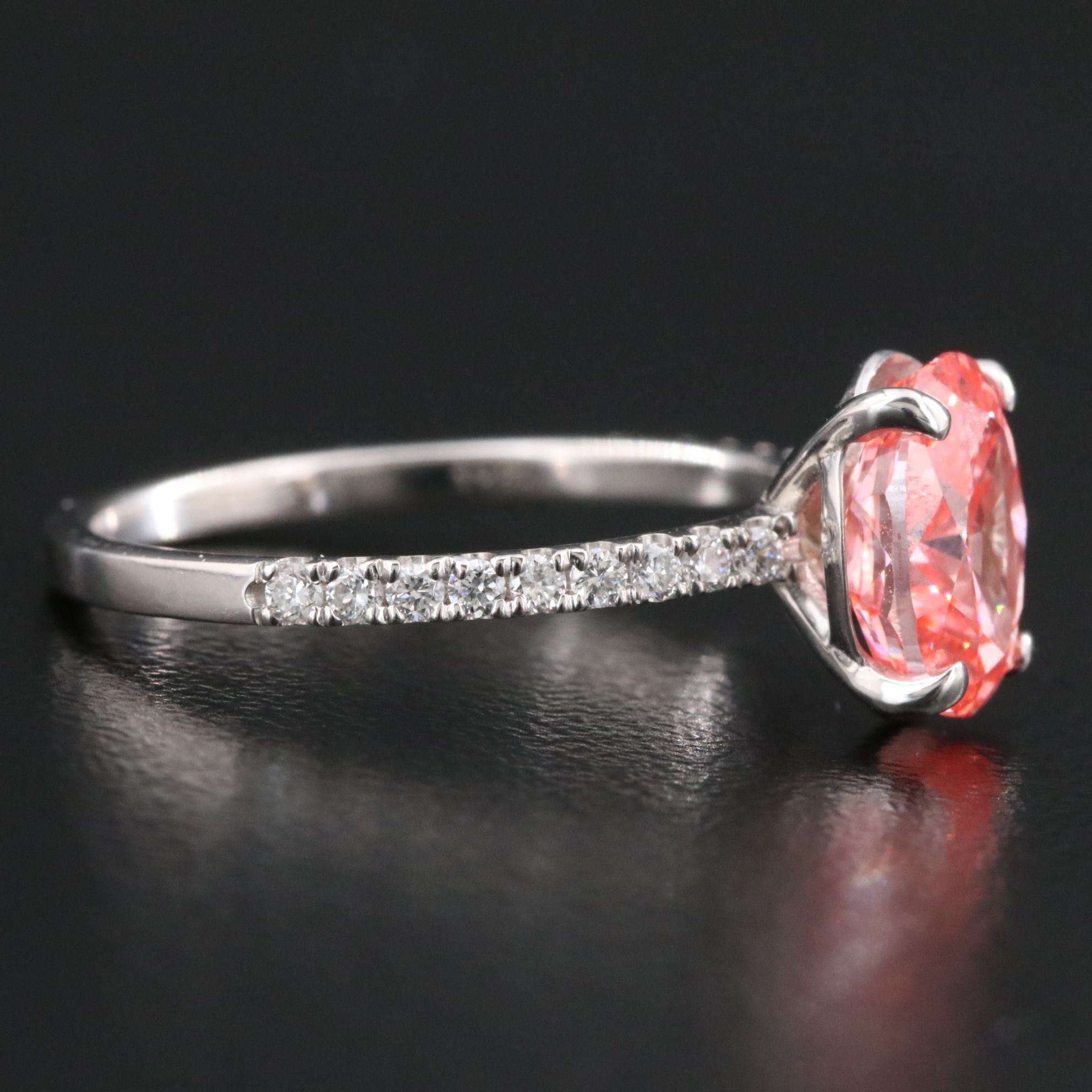 18K 2.25 CTW Lab Grown Diamond Ring with Fancy Pink Center and IGI Report