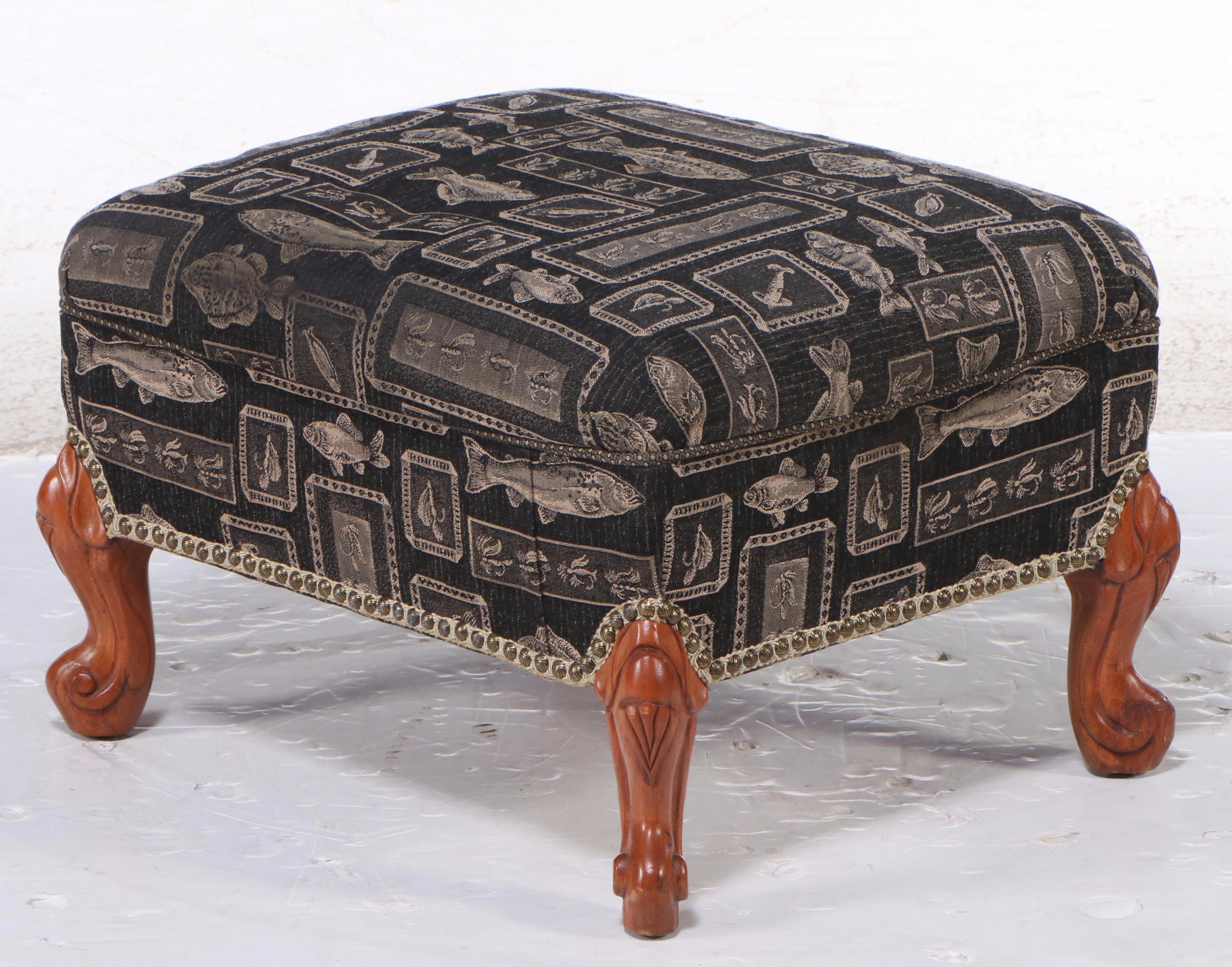 Louis XV Style Fish Upholstered Footstool