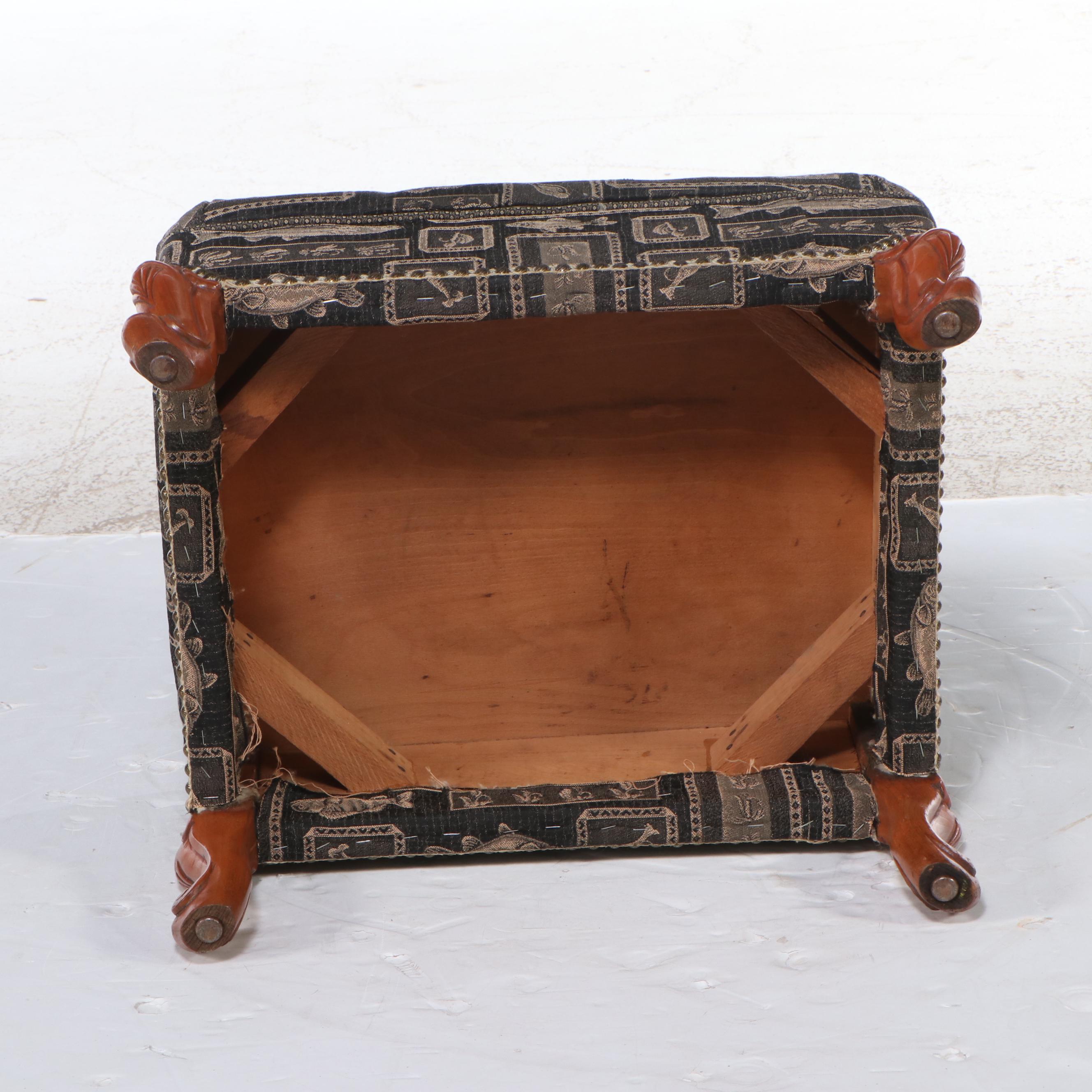 Louis XV Style Fish Upholstered Footstool