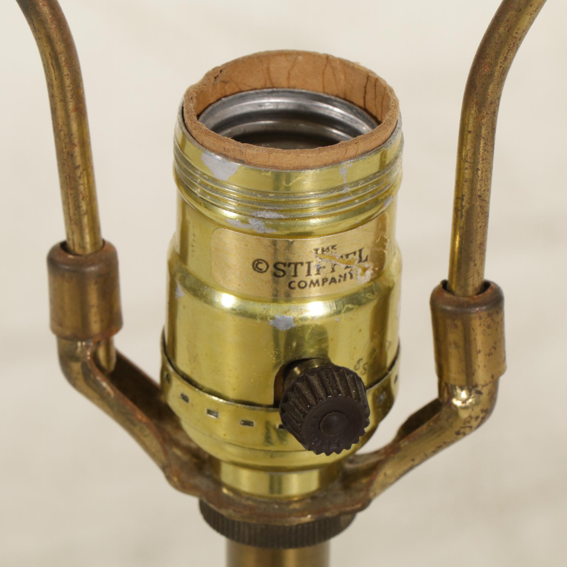 Stiffel Hollywood Regency Style Faux Ostrich Egg and Brass Table Lamp