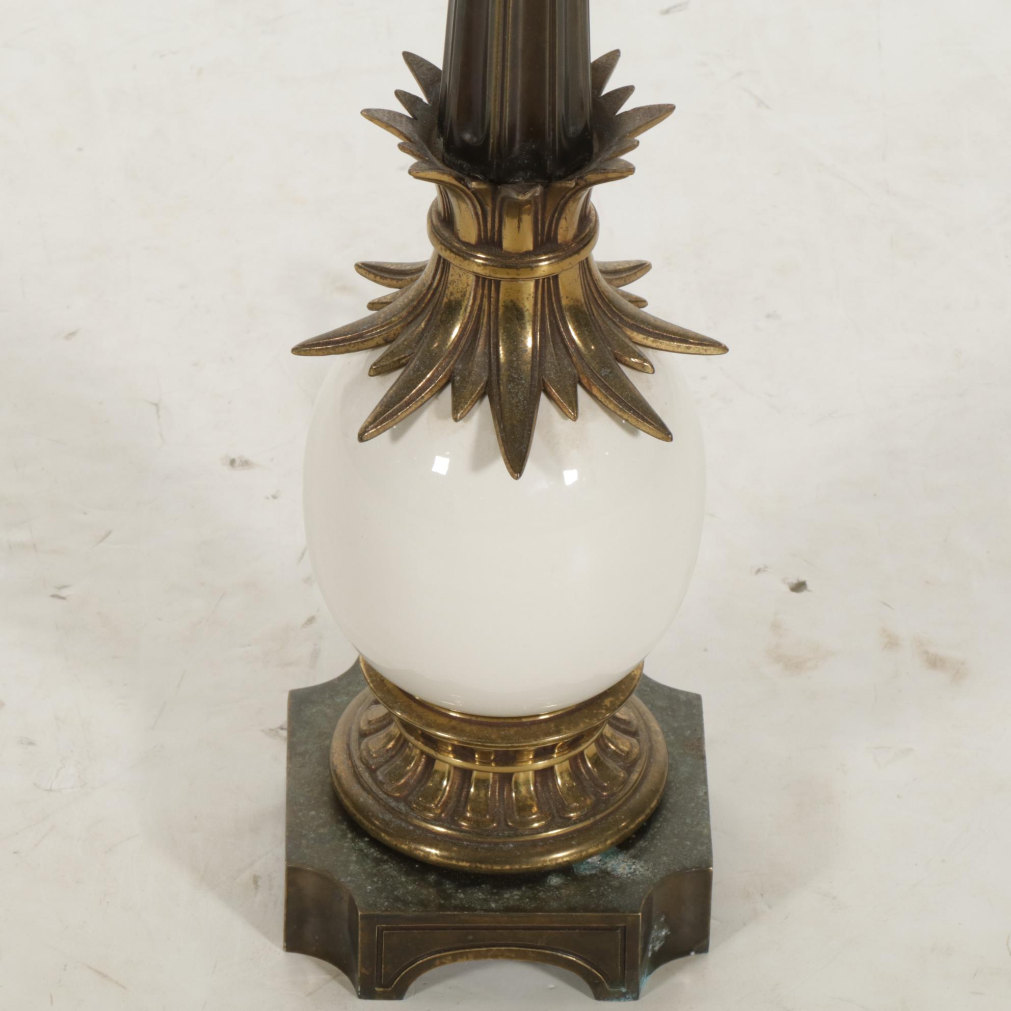 Stiffel Hollywood Regency Style Faux Ostrich Egg and Brass Table Lamp