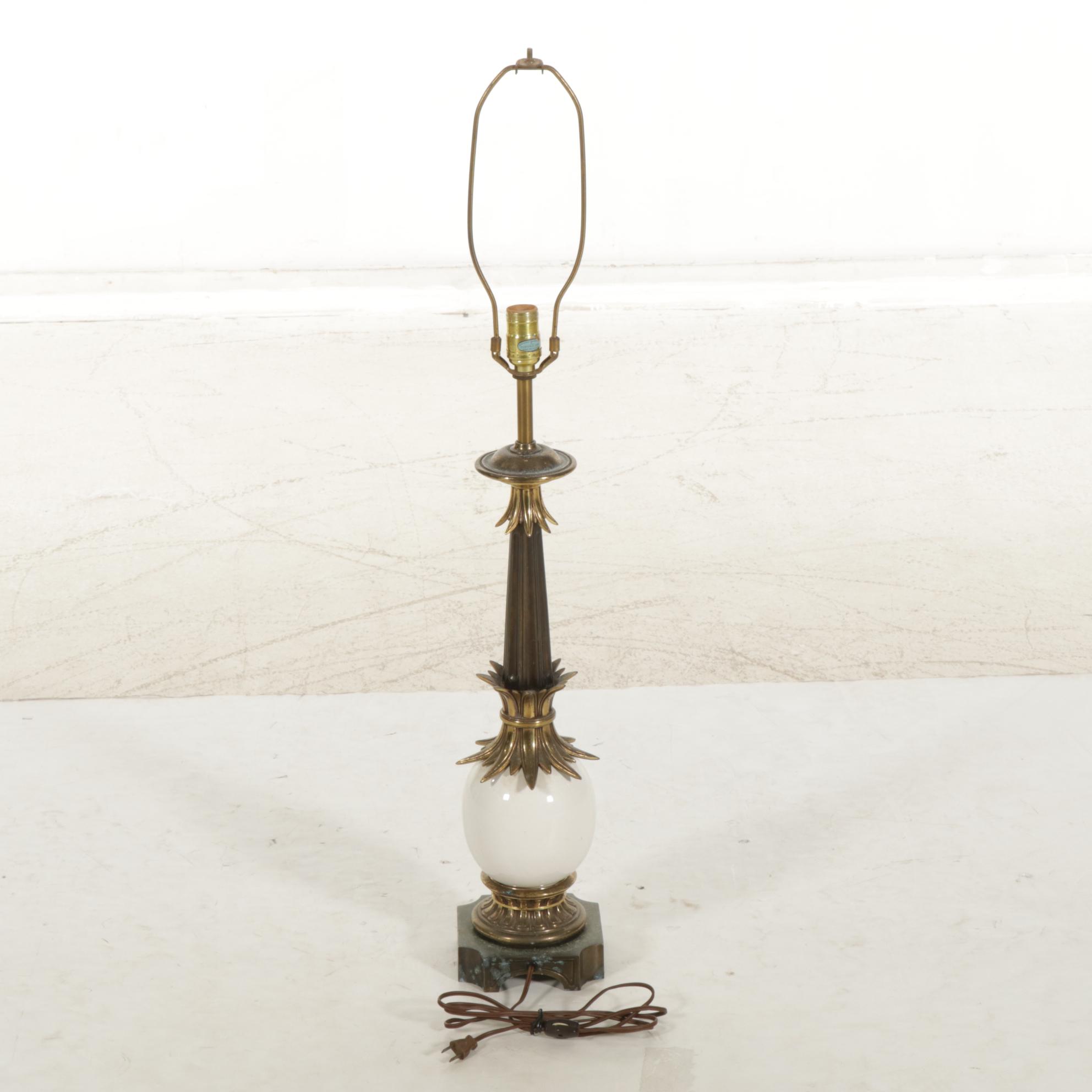 Stiffel Hollywood Regency Style Faux Ostrich Egg and Brass Table Lamp