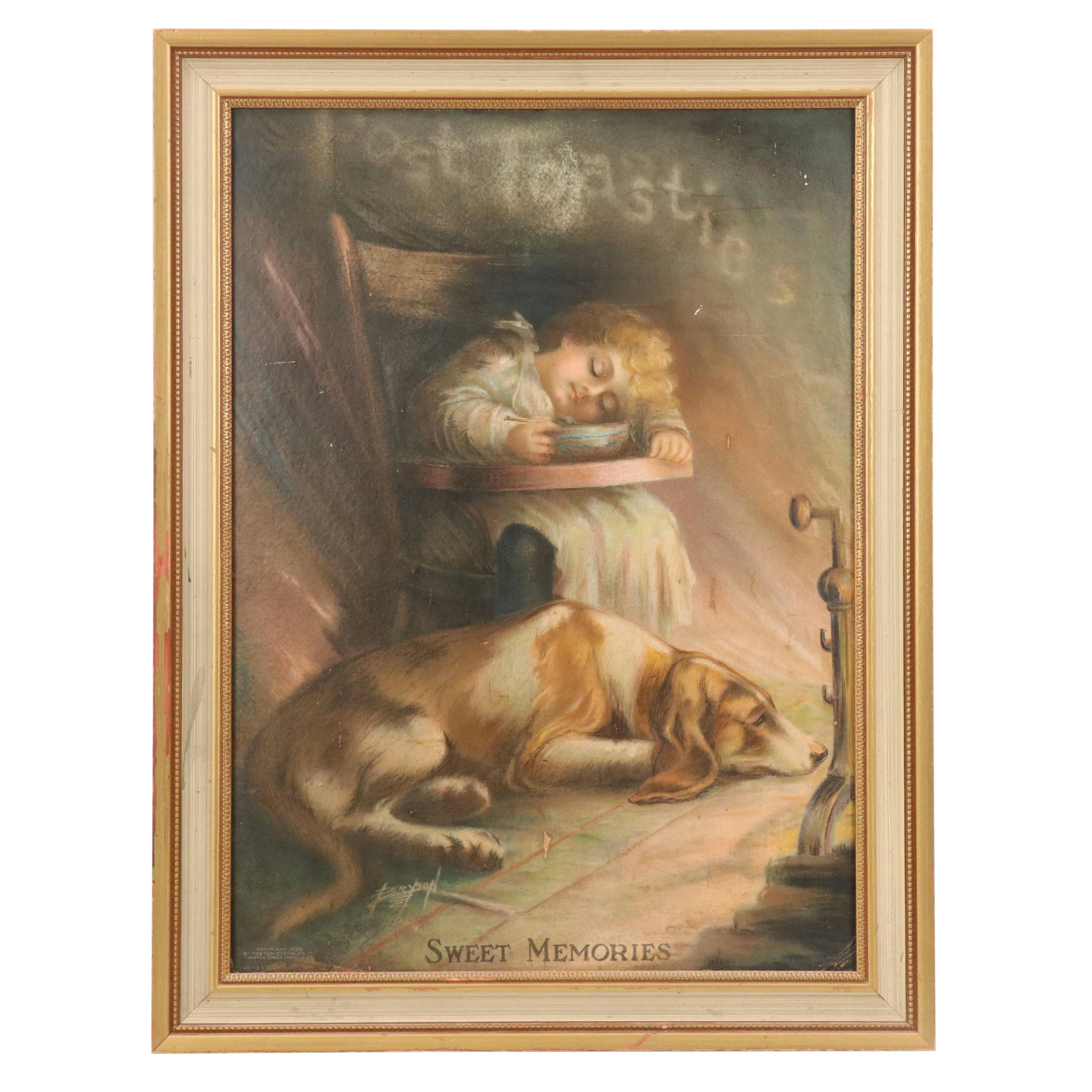 Post Toasties Cereal Lithograph "Sweet Memories," 1909