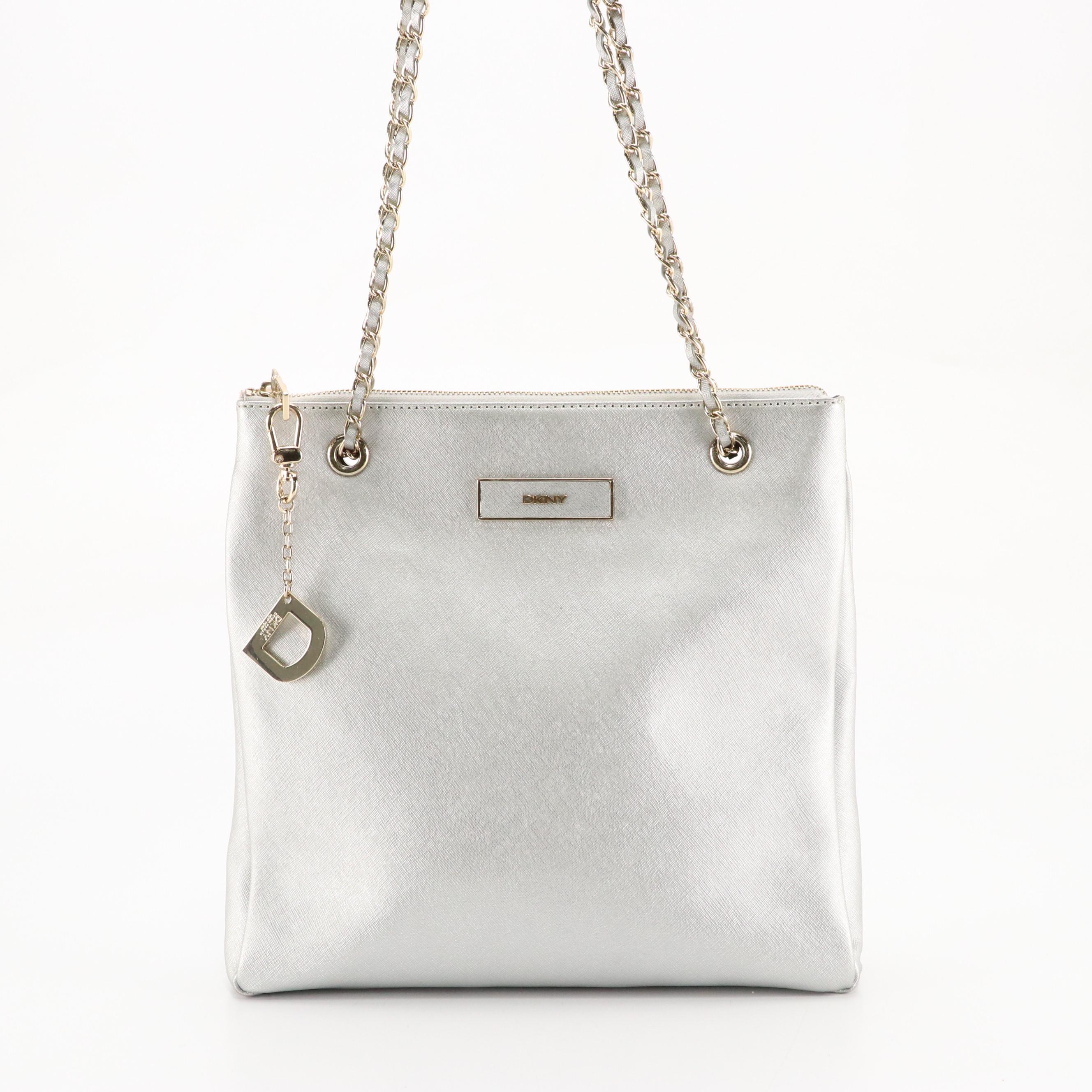 Calvin Klein Colorful Logo Tote, DKNY Silver Saffiano Leather Chain Bag, More