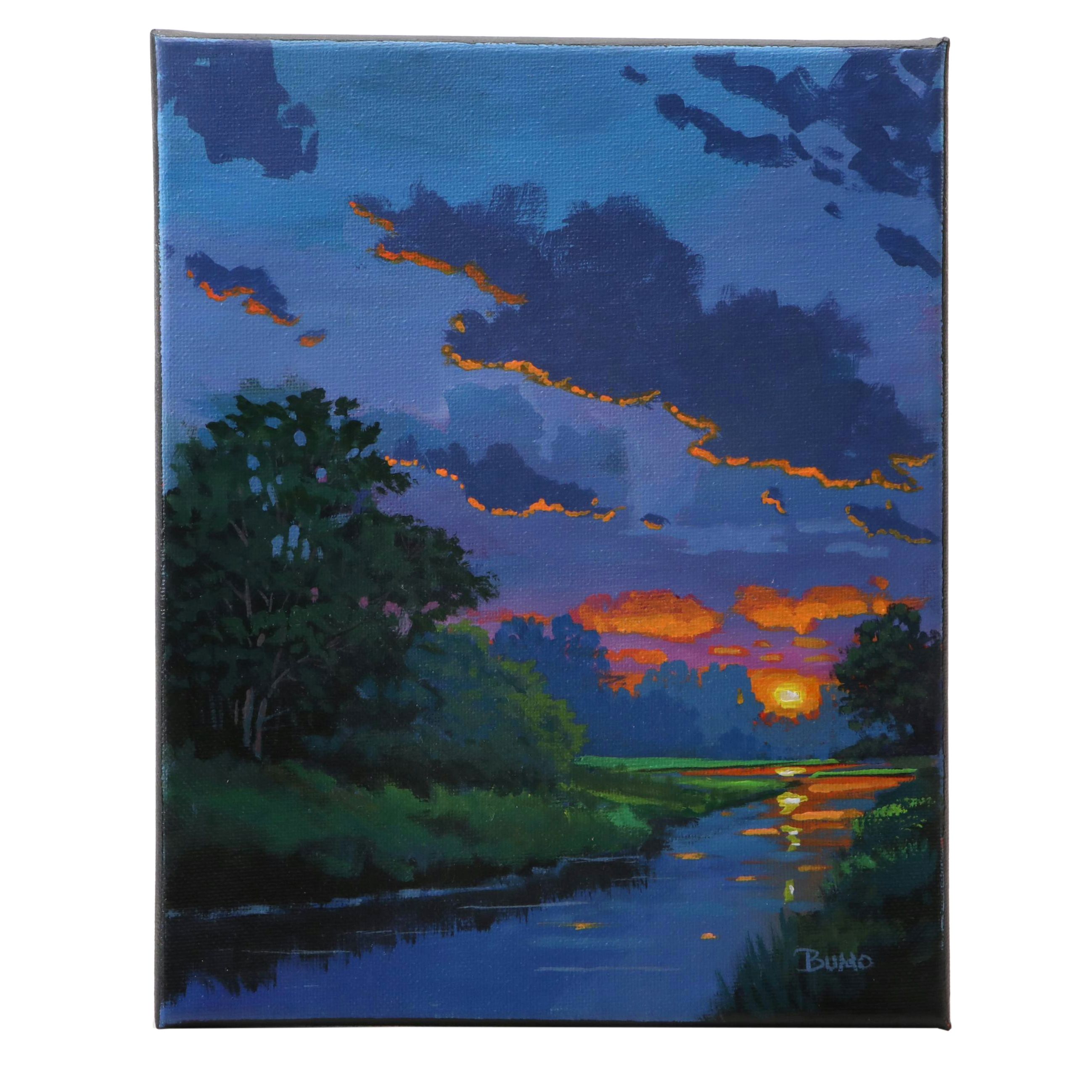 Doug "Bumo" Johnpeer Sunset Landscape Oil Painting, 2025