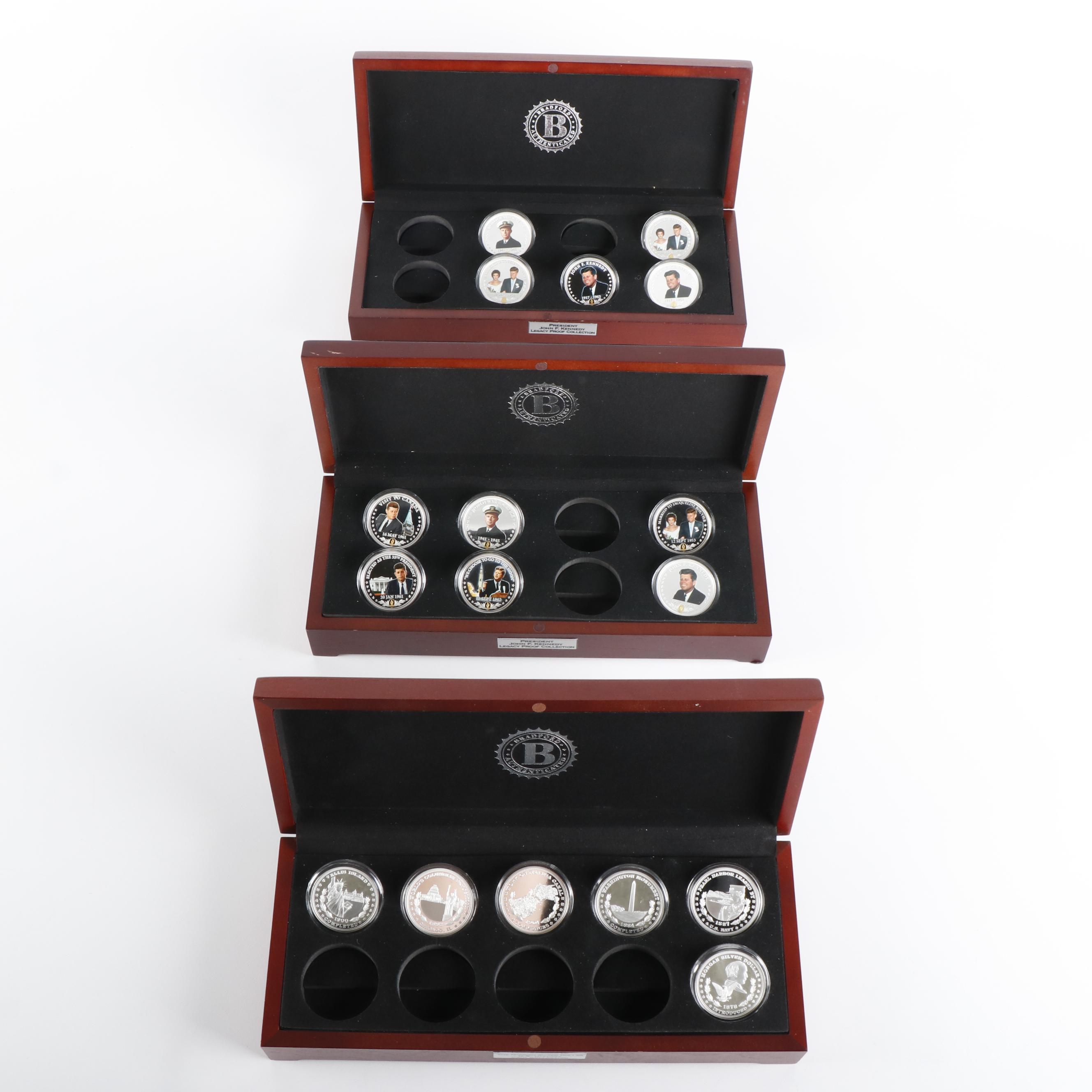 Two Kennedy Legacy Coin Sets and a Morgan Dollar History Set