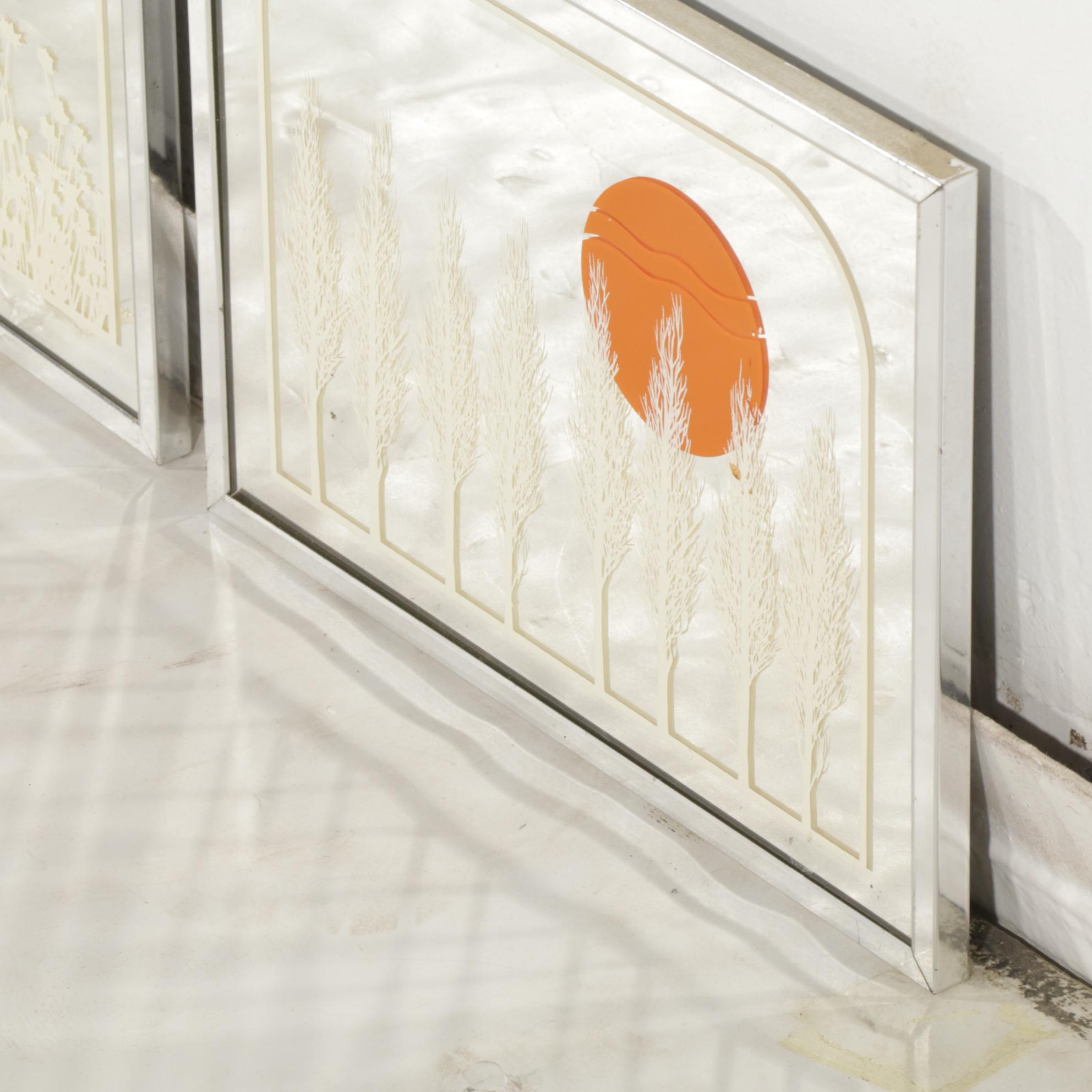 Four Jim Rosloff for Academy Arts Mid Century Modern Hanging Mirror Decorations